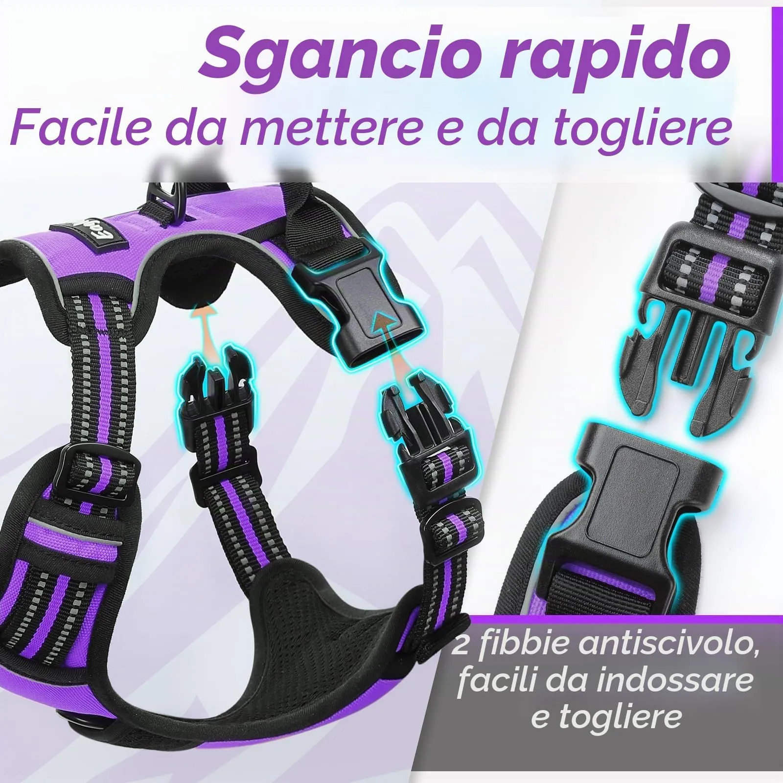 Eagloo Pettorina Cane Anti Tiro, Viola, Taglia M - immagine 5
