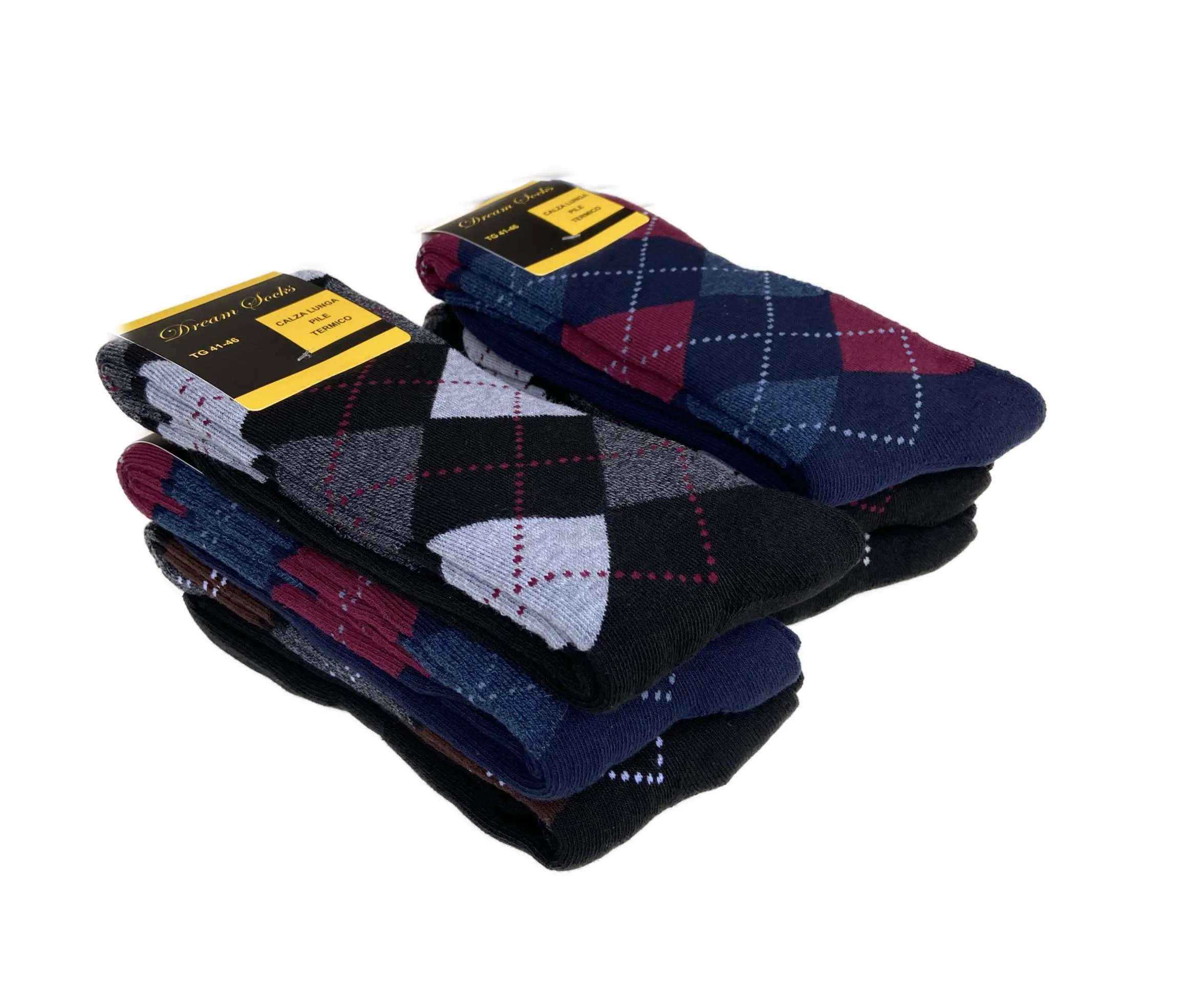 DREAM SOCKS Calze Termiche in Pile Invernali da Sci, Scozzese, 41-46, Set da 6 Paia - immagine 2