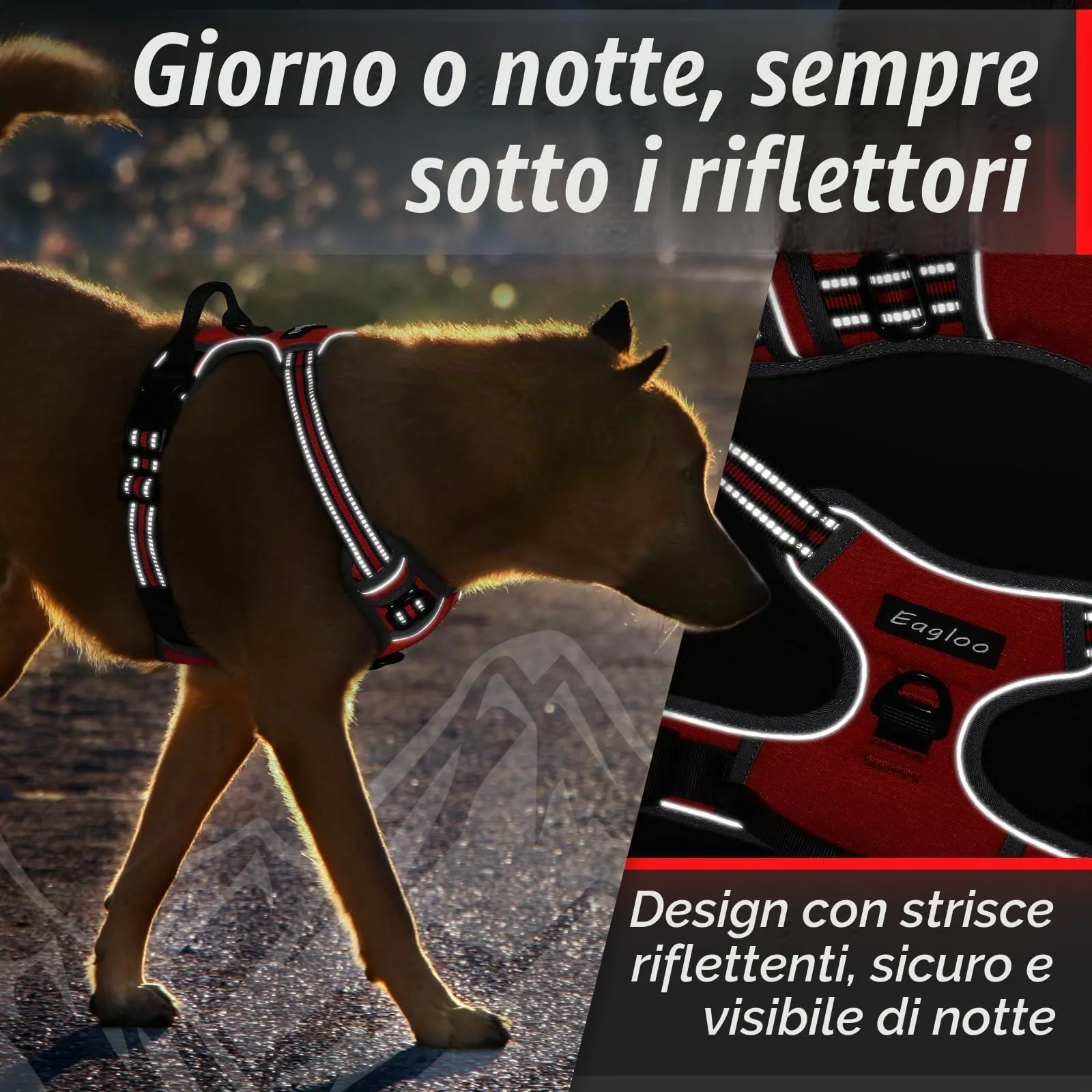 Eagloo Pettorina Cane ad H Anti Tiro, Rossa, Taglia S - immagine 8