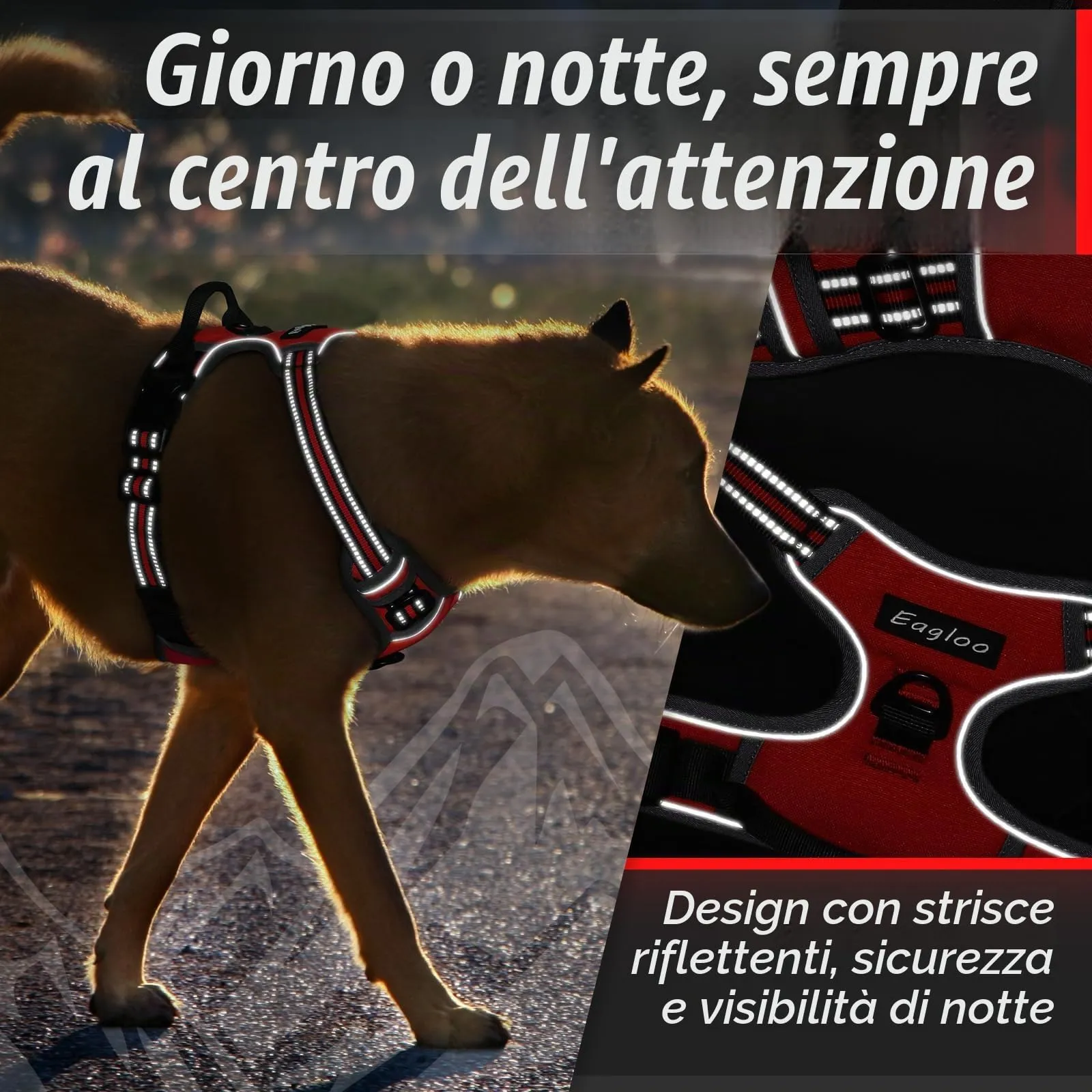 Eagloo Pettorina Cane ad H Anti Tiro, Rossa, XL - immagine 8