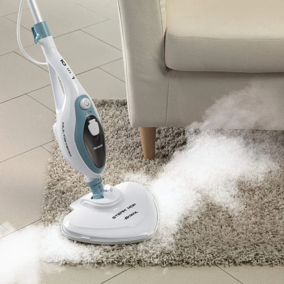 Ariete 4169 Steam Mop with Foldable Handle, 1500W, White and Blue - immagine 8