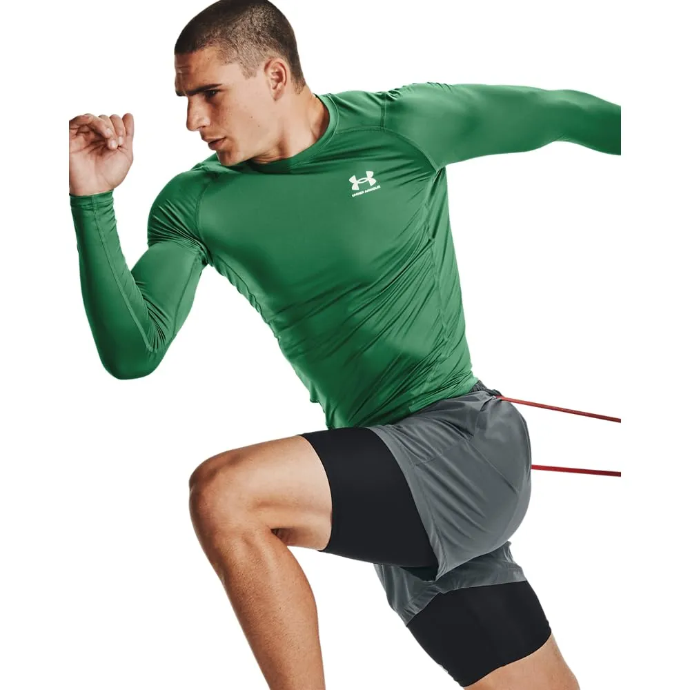 Under Armour HeatGear Maglietta a Compressione a Maniche Lunghe da Uomo, Team Kelly Verde/Bianco, S - immagine 2
