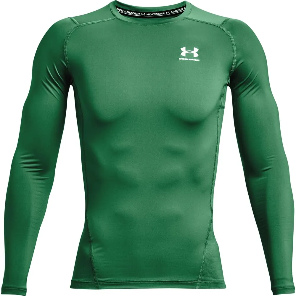 Under Armour HeatGear Maglietta a Compressione a Maniche Lunghe da Uomo, Team Kelly Verde (305)/Bianco, L - immagine 5