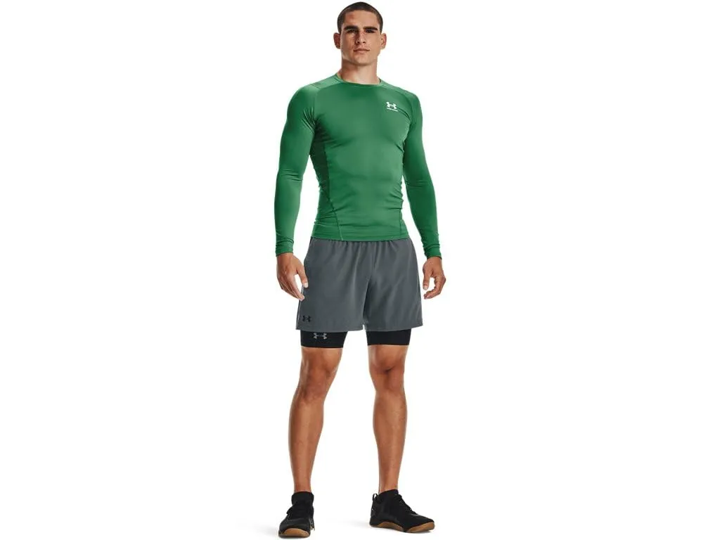Under Armour UA HG Armour Comp LS Men's Long Sleeve Sport Shirt - Team Kelly Green/White, XL - immagine 4
