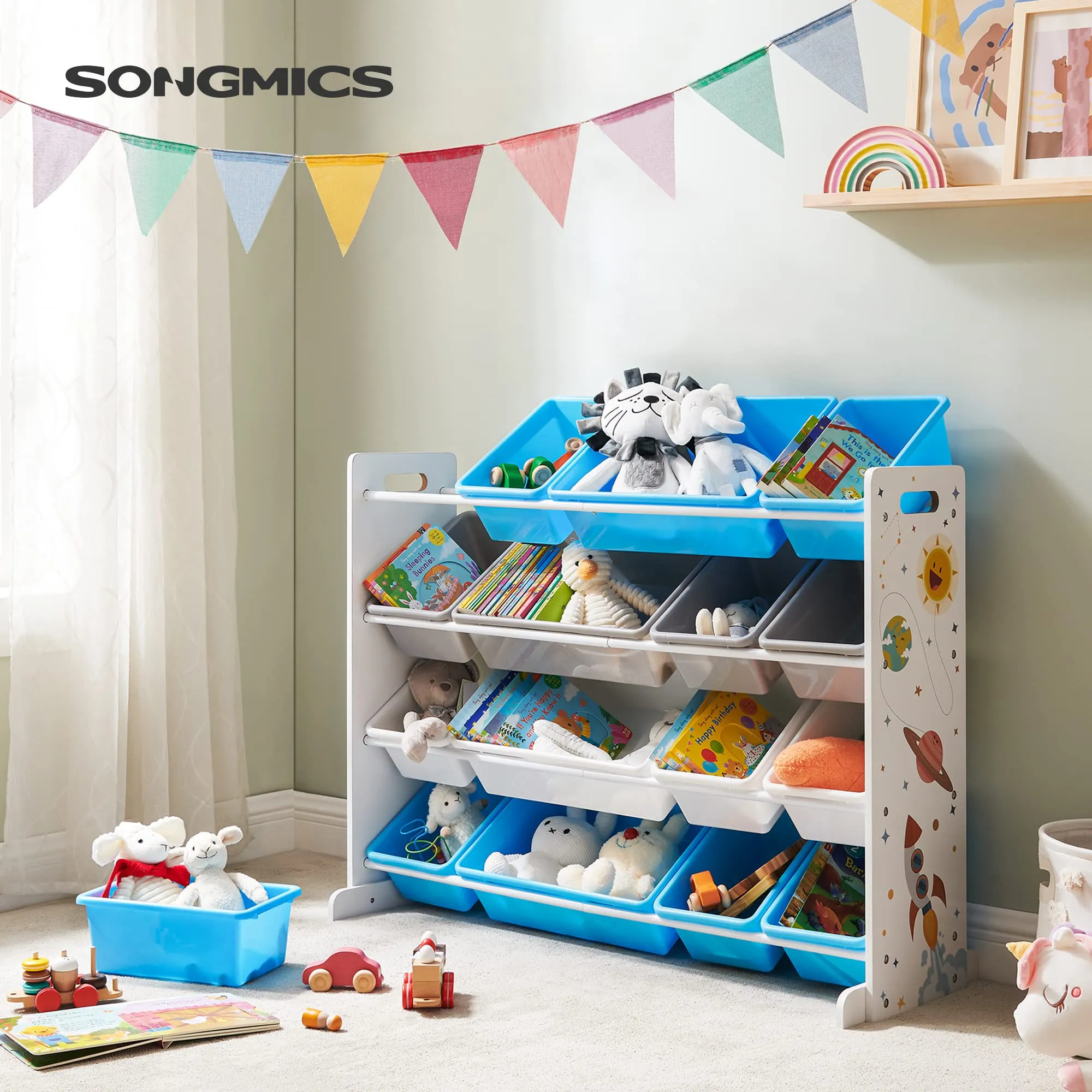 SONGMICS Scaffale per Giocattoli con 16 Contenitori in MDF - immagine 2