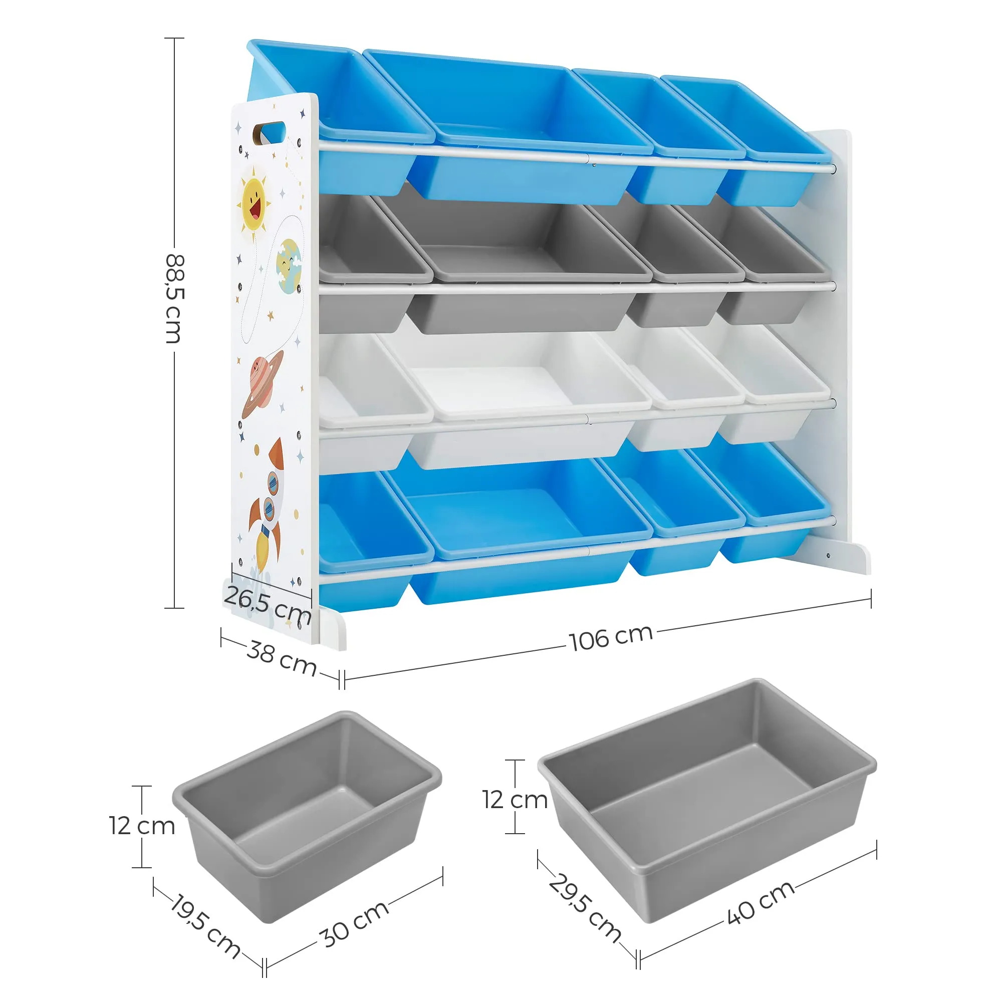 SONGMICS Scaffale per Giocattoli con 16 Contenitori in MDF - immagine 5