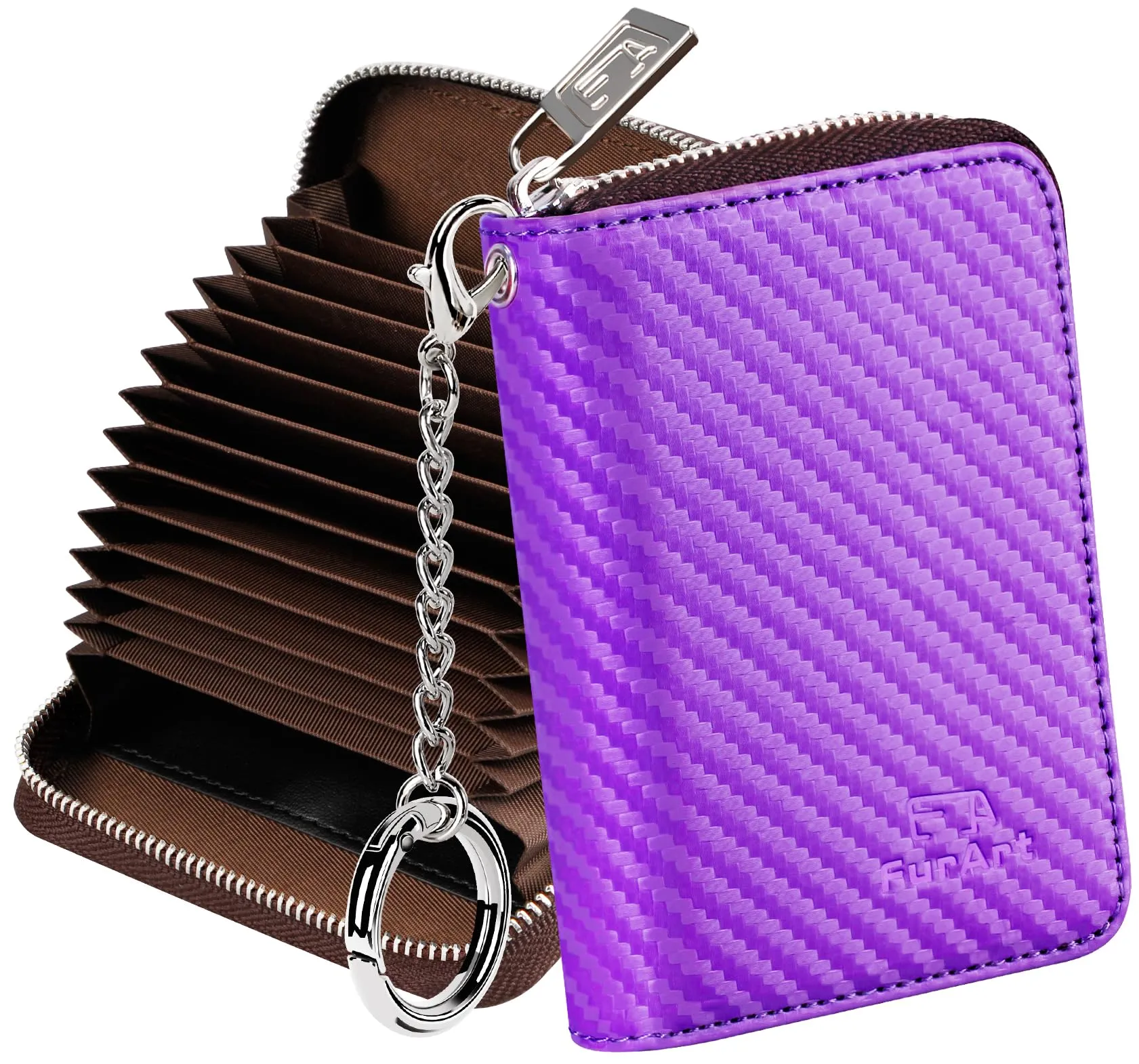 FurArt Porta Carte di Credito con Blocco RFID e Cerniera per Donna e Uomo - immagine 1