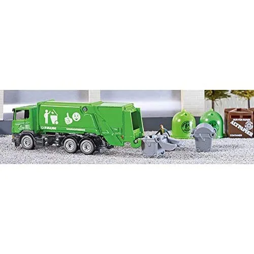 Siku 1890 Camion della Spazzatura 1:87 Verde con Cassonetto - immagine 3