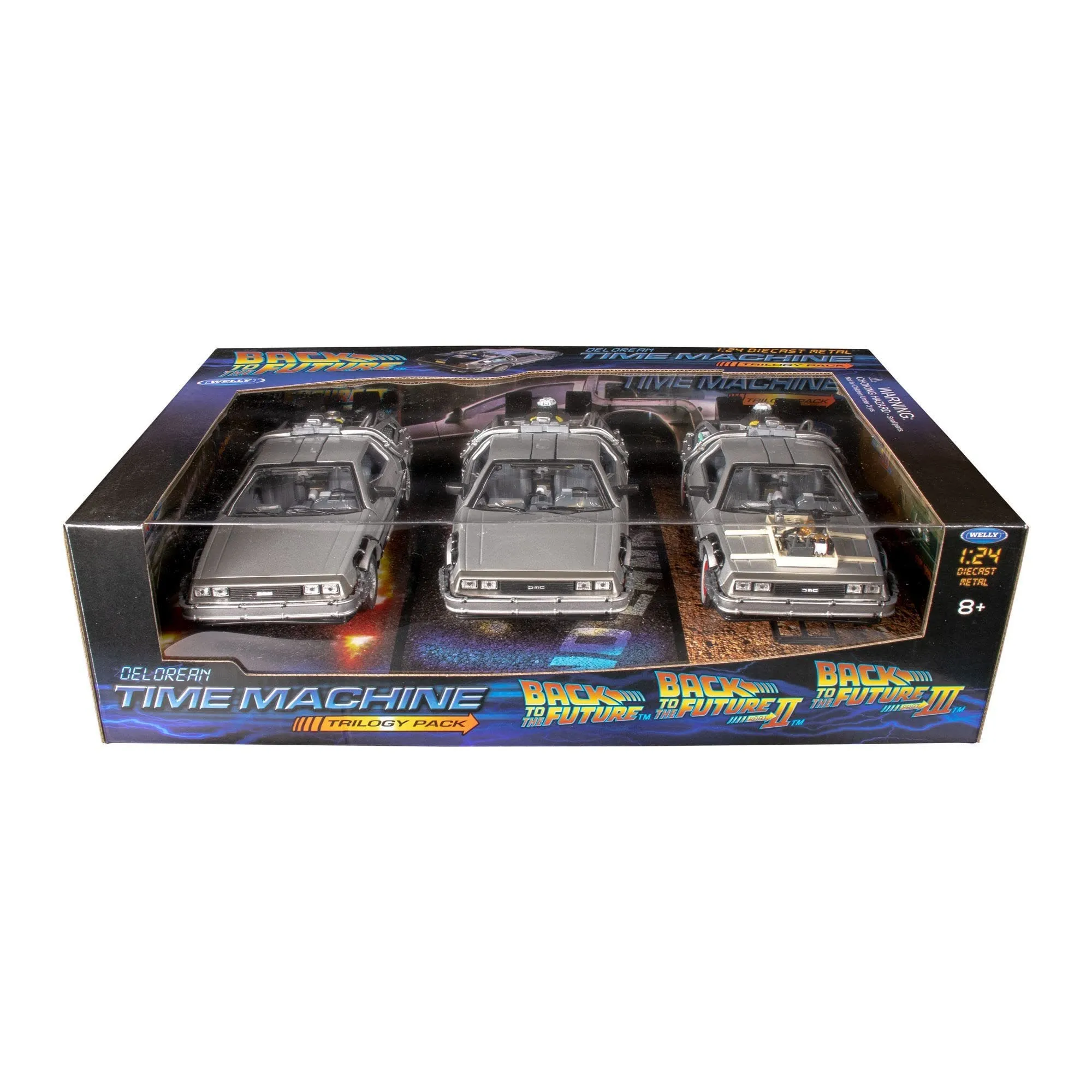 Welly Back to the Future Trilogy DeLorean Time Machine Set 1/24, Argento, 22400-3G - immagine 2