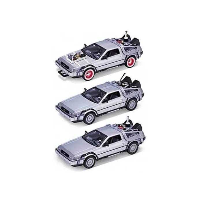 Welly Back to the Future Trilogy DeLorean Time Machine Set 1/24, Argento, 22400-3G - immagine 3
