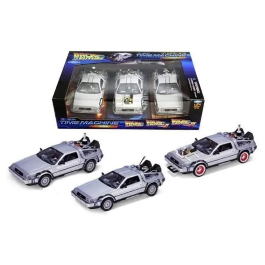 Welly Back to the Future Trilogy DeLorean Time Machine Set 1/24, Argento, 22400-3G - immagine 4