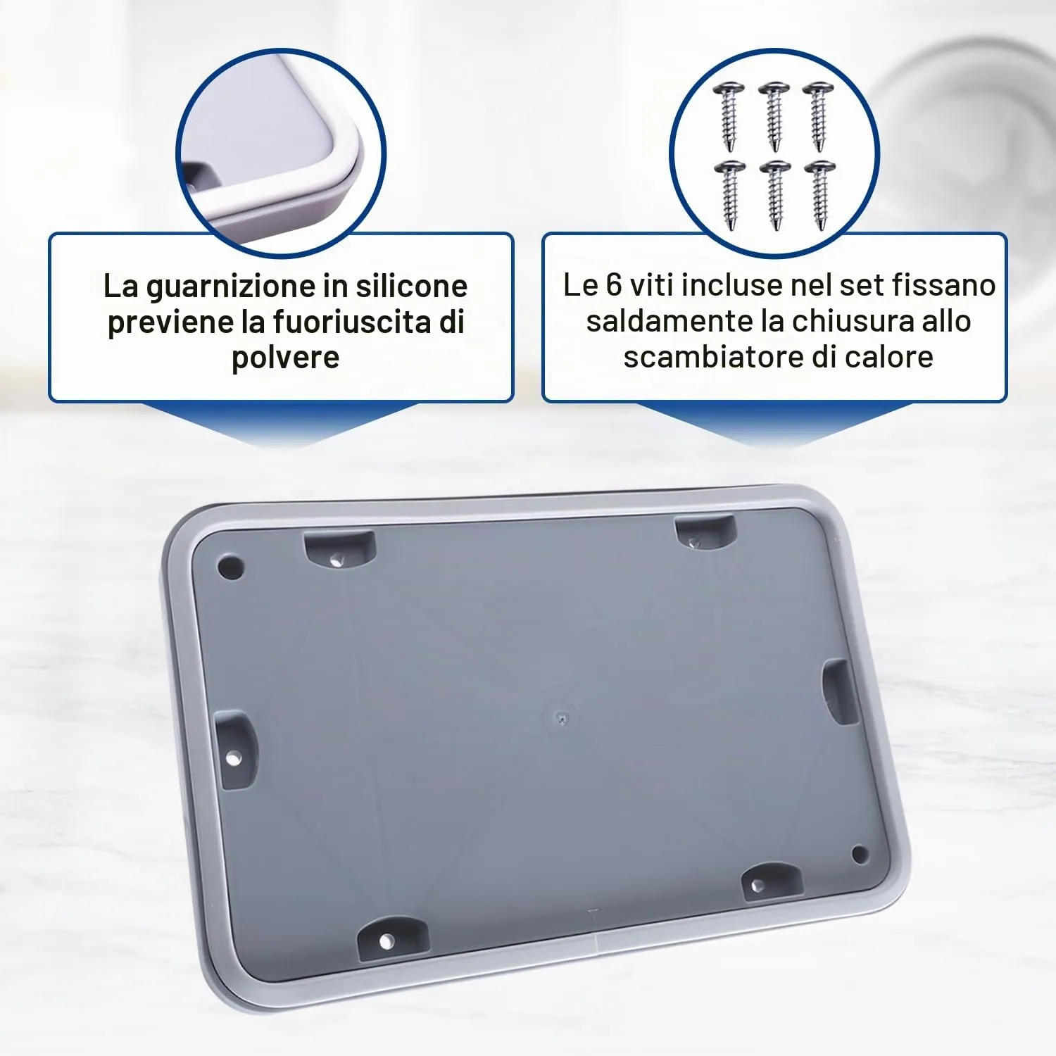 VIOKS Sportello per Manutenzione per Asciugatrici Bosch e Siemens Kit Riparazione con 6 Viti V-36203 - immagine 3