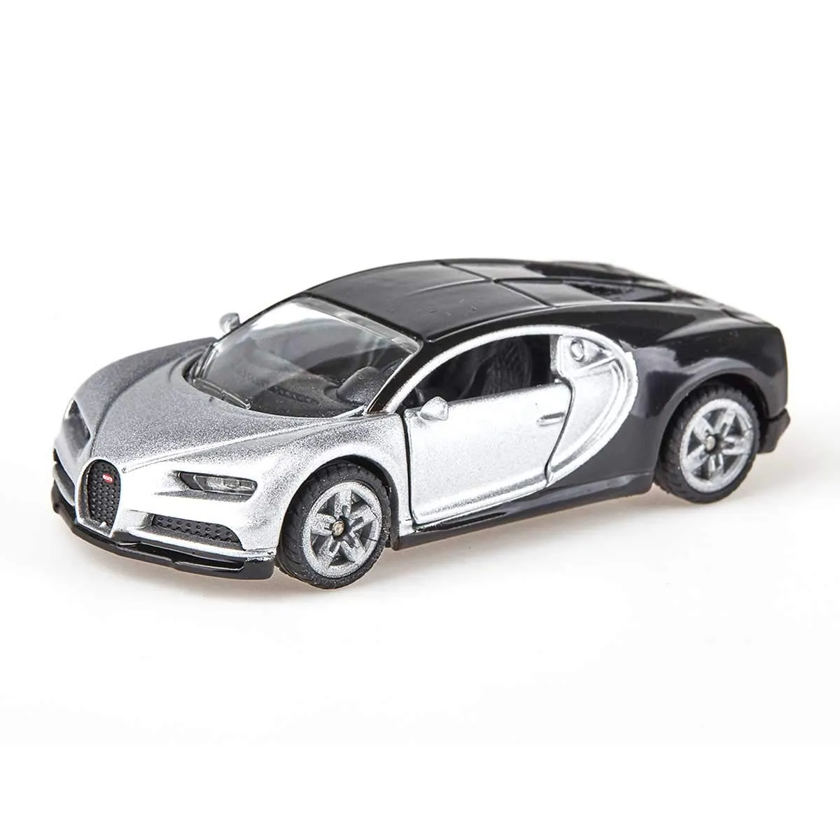 Siku 1508 Bugatti Chiron, Auto Sportiva in Metallo e Plastica, Argento e Nero, Portiere Apribili - immagine 3