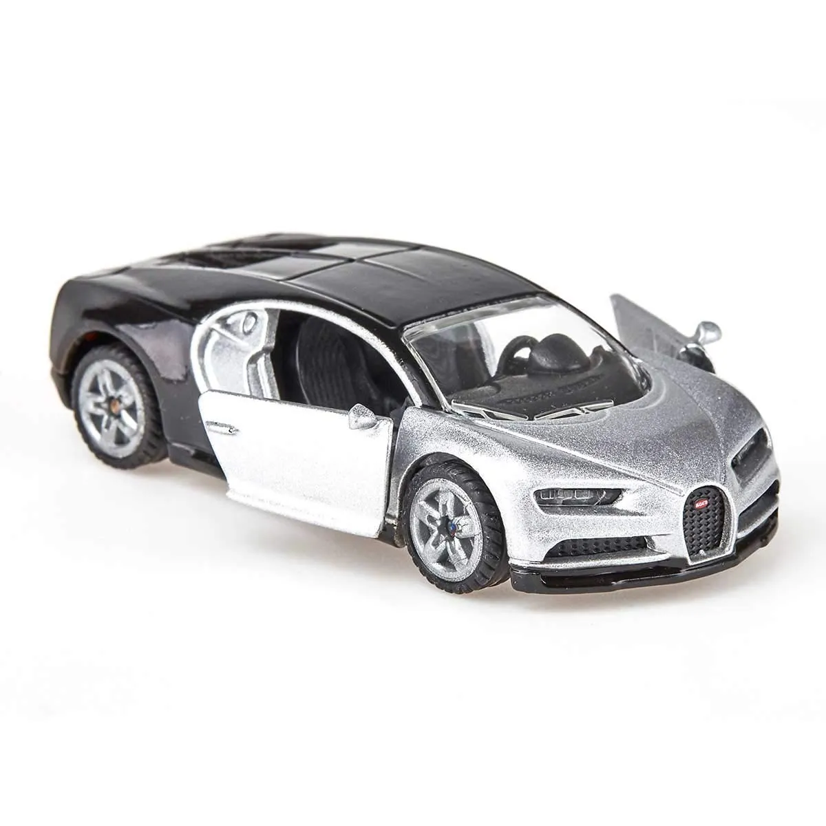 Siku 1508 Bugatti Chiron, Auto Sportiva in Metallo e Plastica, Argento e Nero, Portiere Apribili - immagine 5