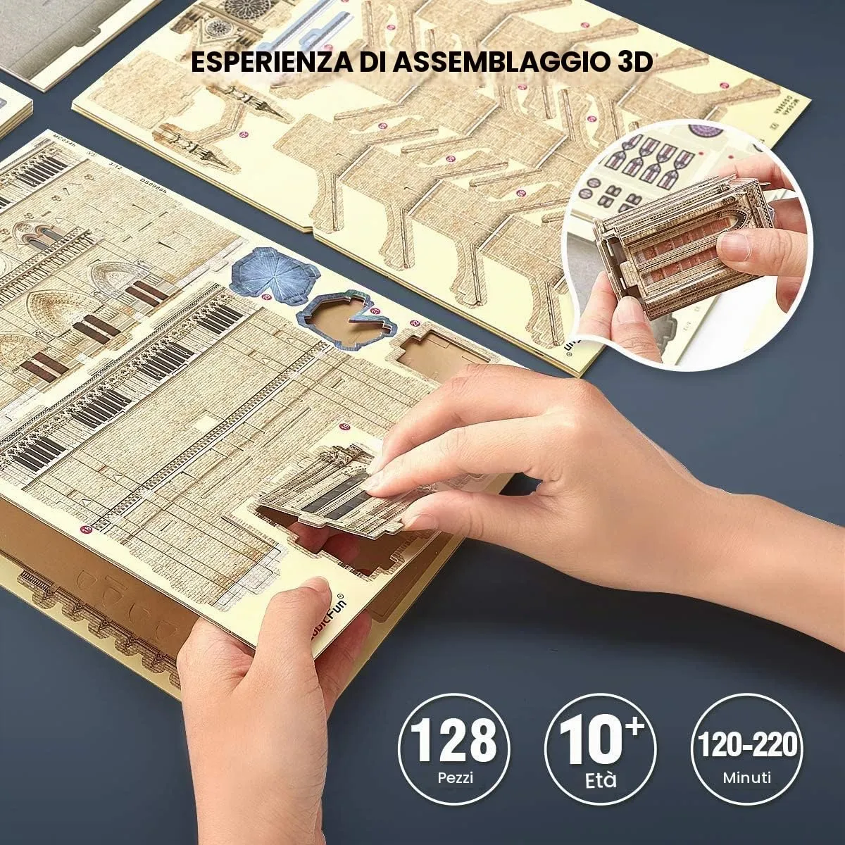 CubicFun Puzzle 3D Notre Dame Paris, Modello Architettura 128 Pezzi - immagine 5