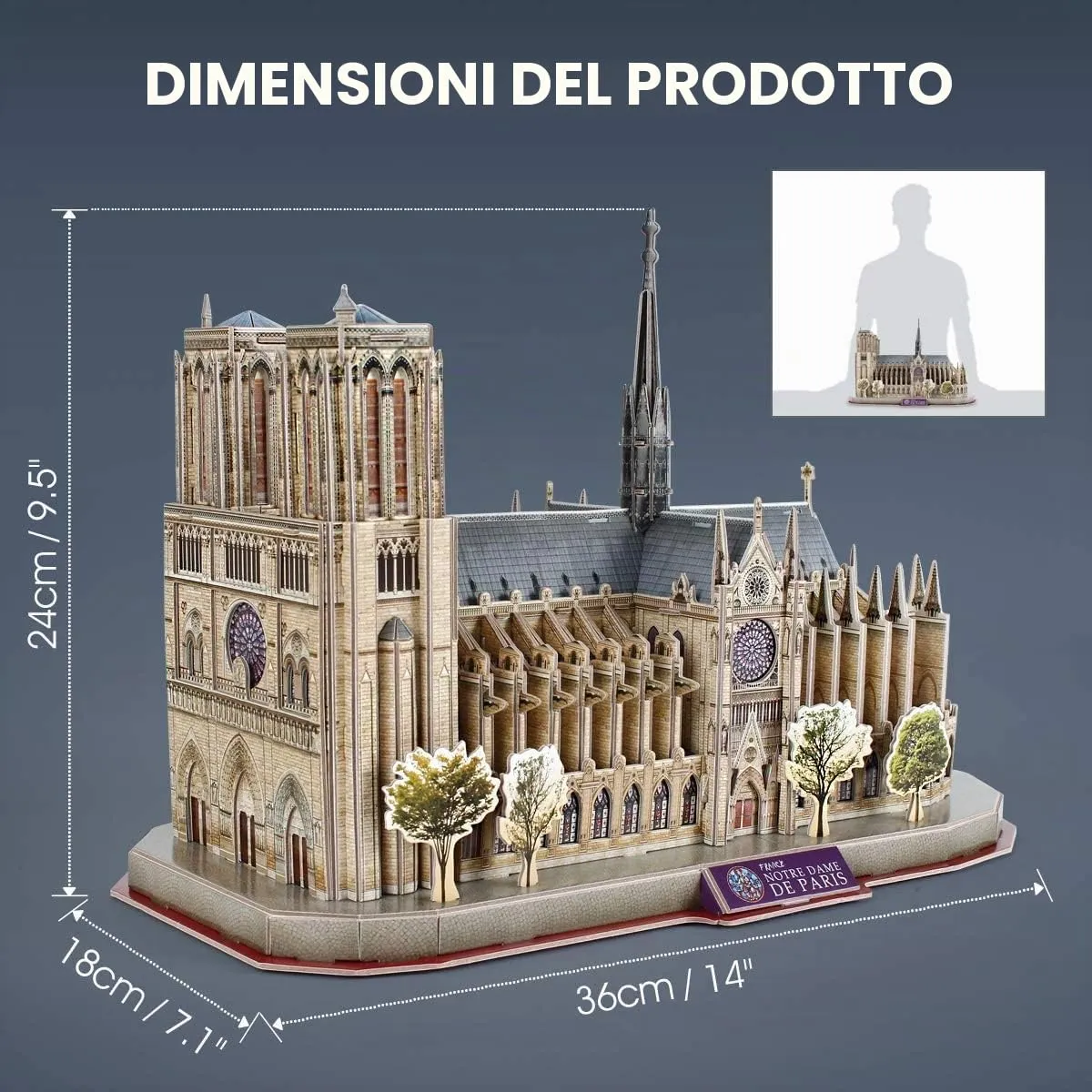 CubicFun Puzzle 3D Notre Dame Paris, Modello Architettura 128 Pezzi - immagine 6