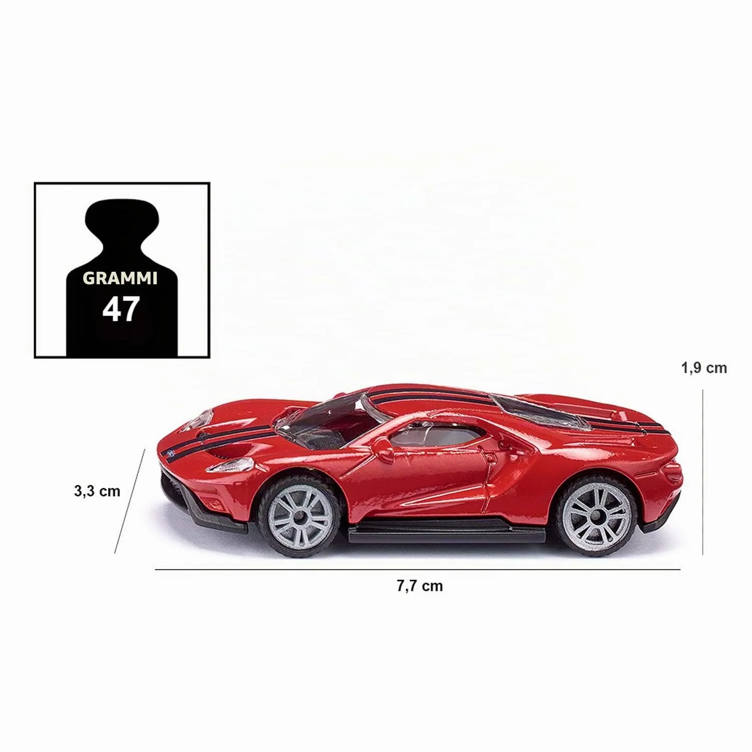 Siku 1526 Ford GT Classica Auto Sportiva, Rosso, Metallo e Plastica - immagine 4