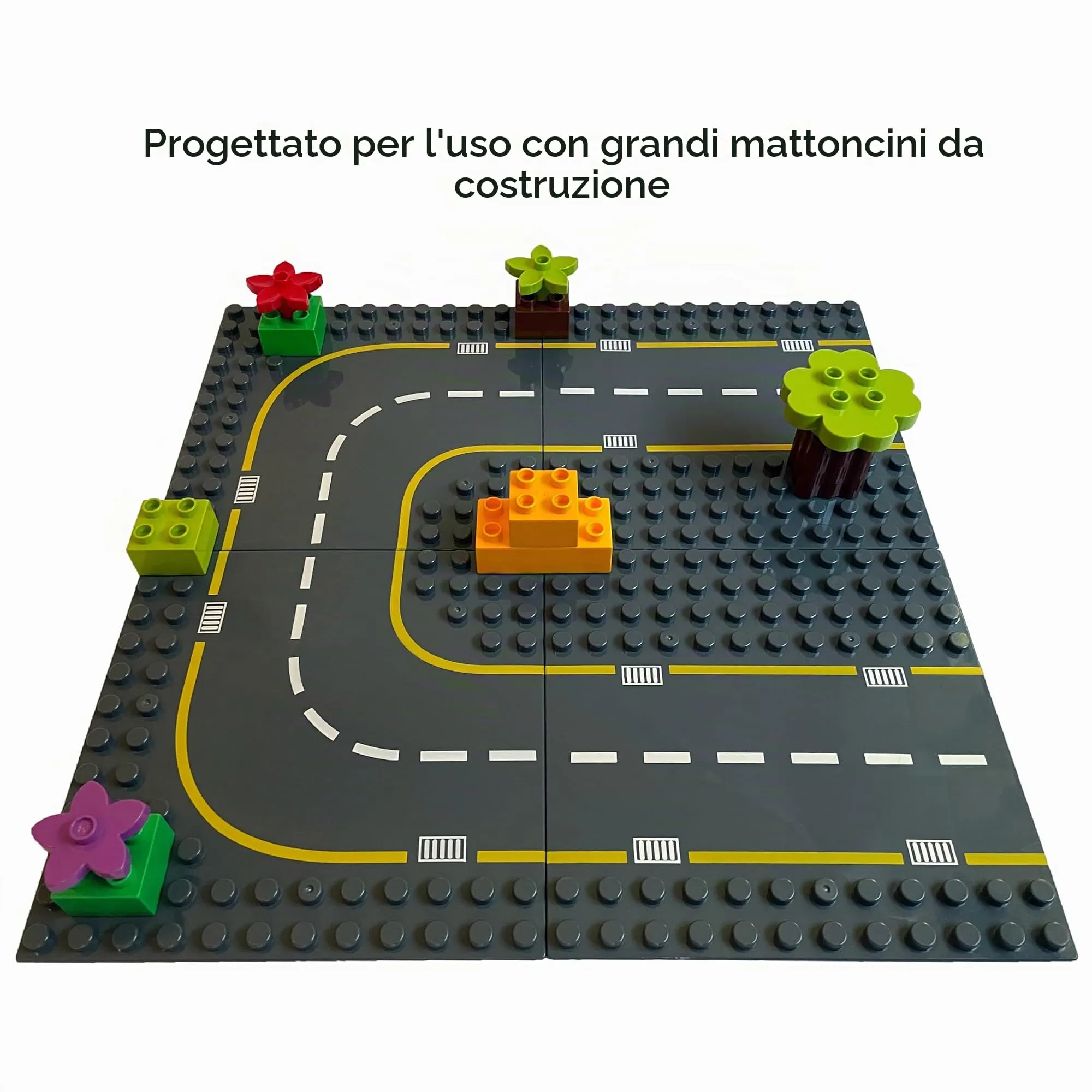 Apostrophe Games Piastre di Base Stradali per Blocchi di Costruzione, 19 cm x 19 cm, Confezione da 4 - immagine 3