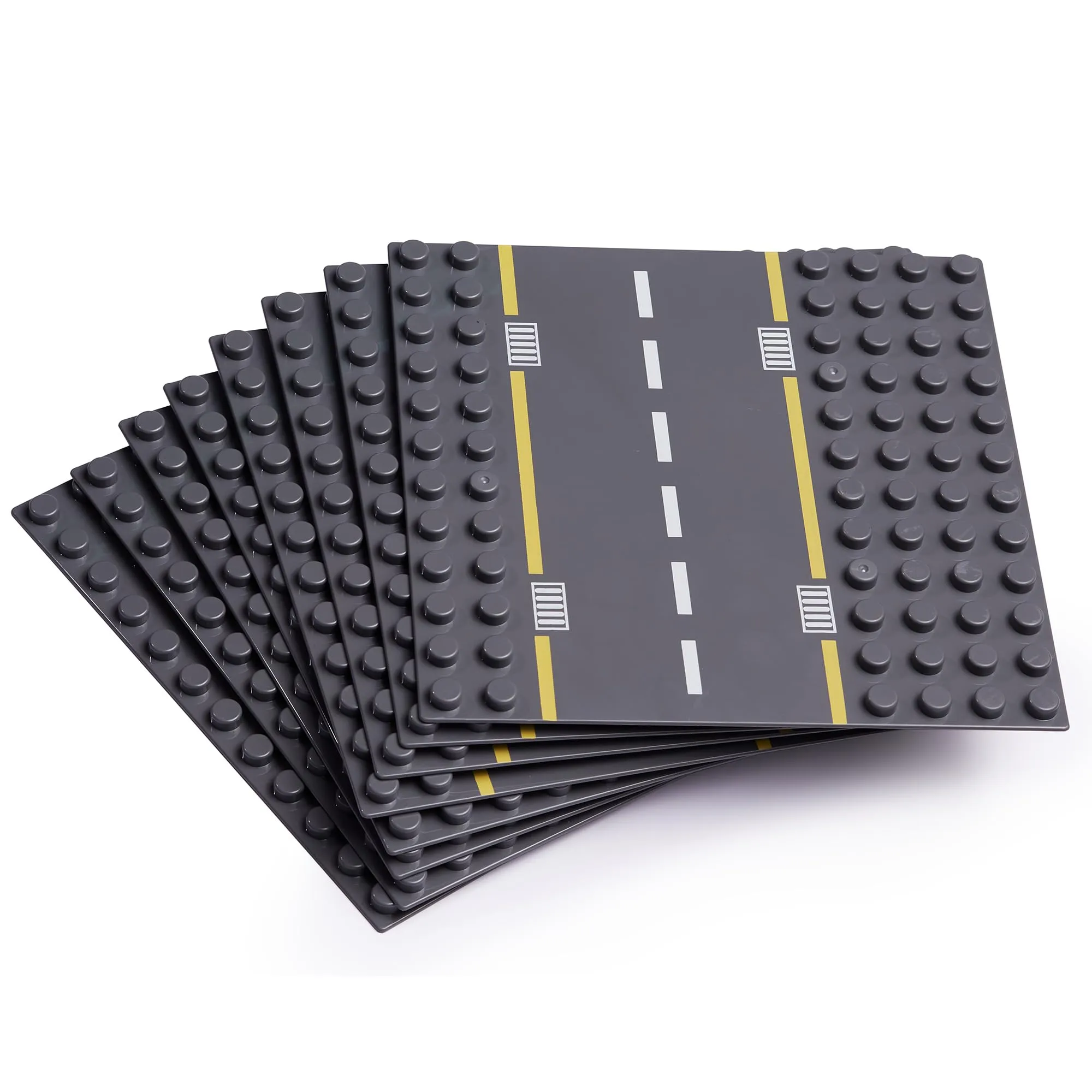Apostrophe Games Piastre di base stradali per blocchi di costruzione, 19 cm x 19 cm, Confezione da 8 - immagine 1