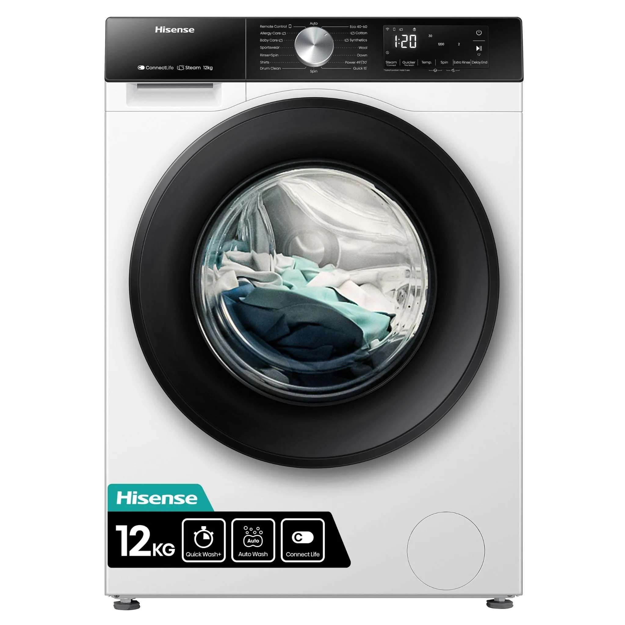 Hisense WF3S1243BW3 Lavatrice 12 kg Classe A-20%/D 1400 giri/min Bianco - immagine 1