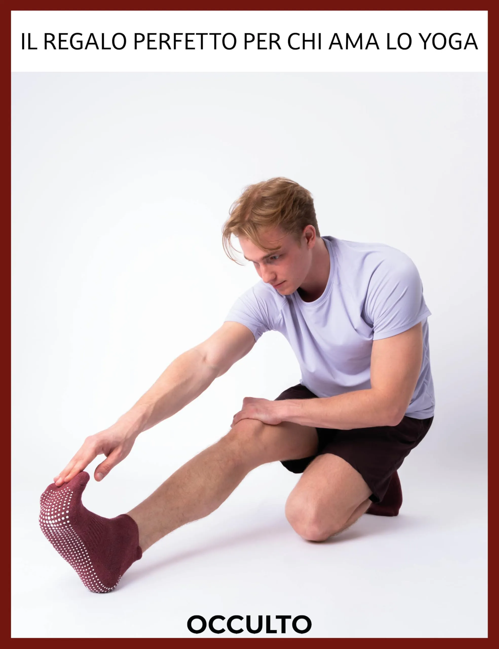 Occulto Calzini Antiscivolo per Yoga, Pilates e Fitness, 2 Paia, Rosa Rossa, 39-42 - immagine 3