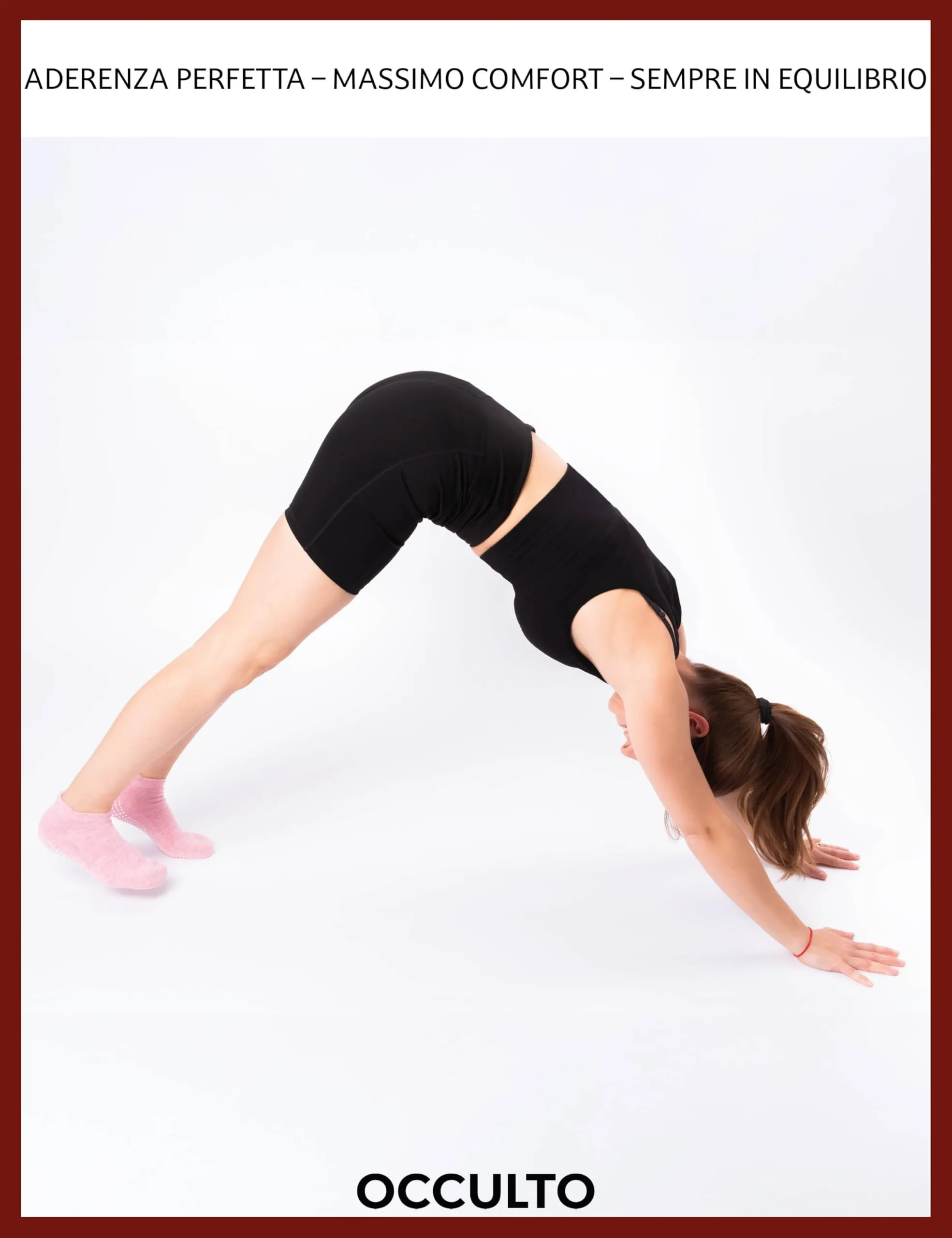 Occulto Calzini Antiscivolo per Yoga, Pilates e Fitness, 2 Paia, Rosa Rossa, 39-42 - immagine 4