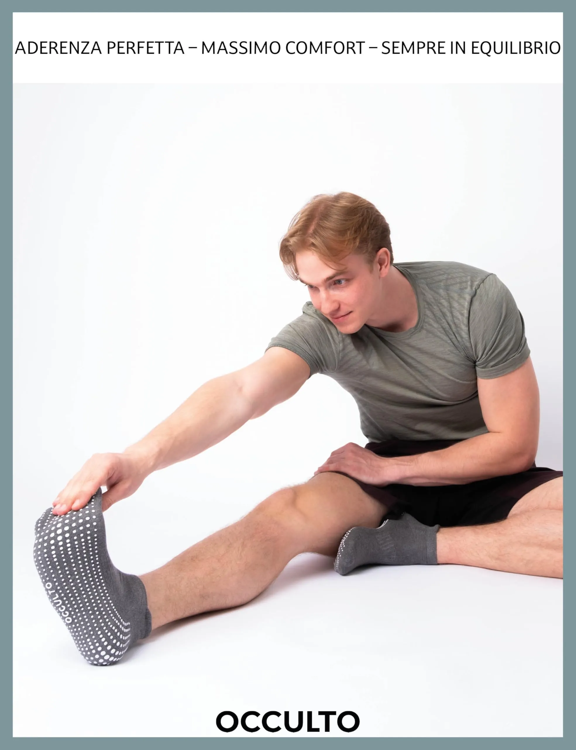 Occulto Calzini Antiscivolo per Donna e Uomo per Yoga, Pilates e Fitness, 4 Paia, Grigio Nero, 39-42 - immagine 4