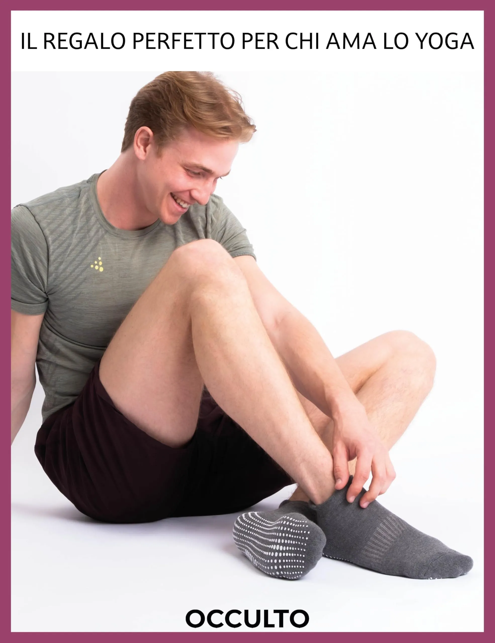 Occulto Calzini Antiscivolo per Yoga, Pilates e Fitness, 4 Paia, Nero-Grigio-Rosa-Rosso, 35-38 - immagine 4