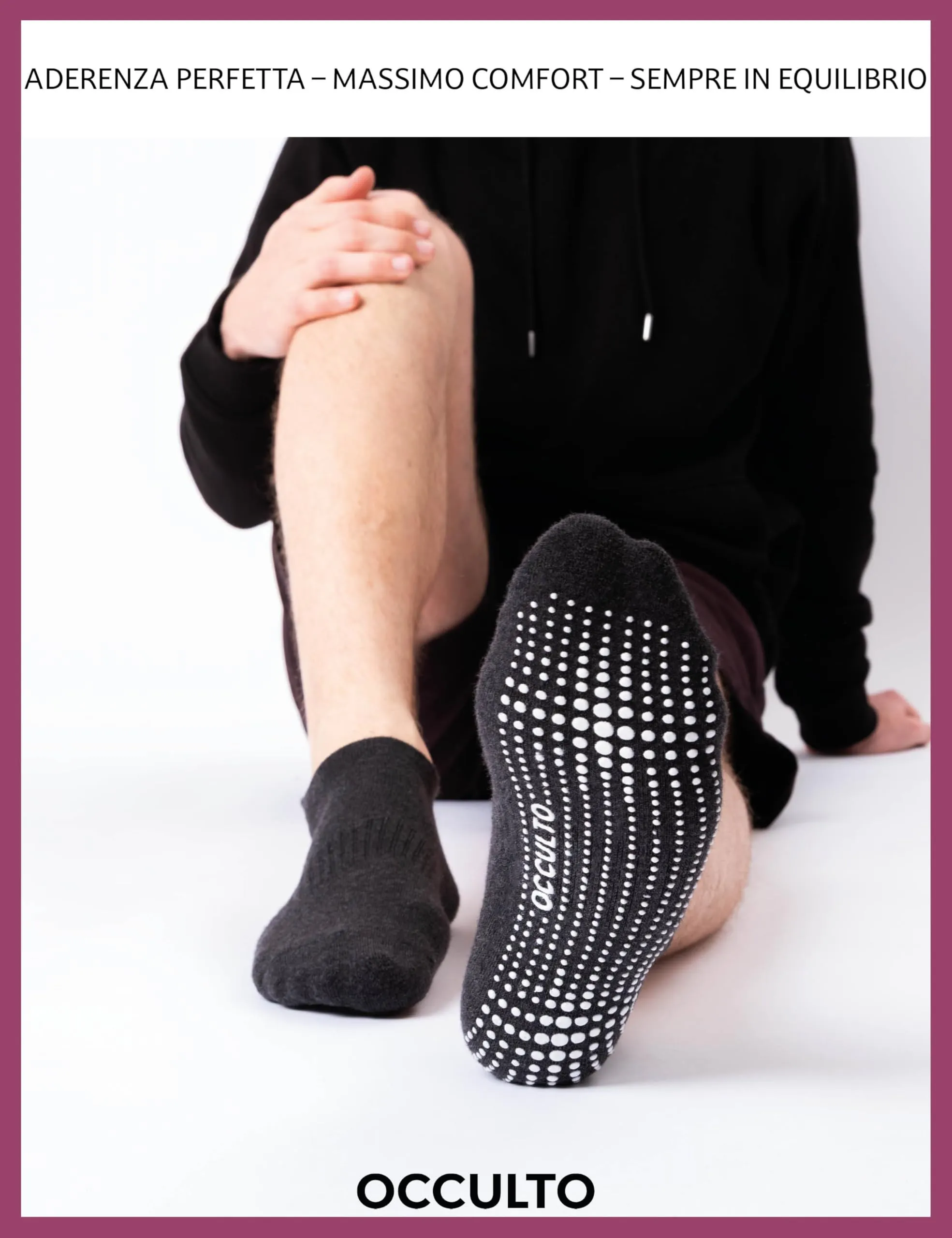 Occulto Calzini Antiscivolo per Yoga, Pilates e Fitness, 4 Paia, Nero-Grigio-Rosa-Rosso, 35-38 - immagine 5