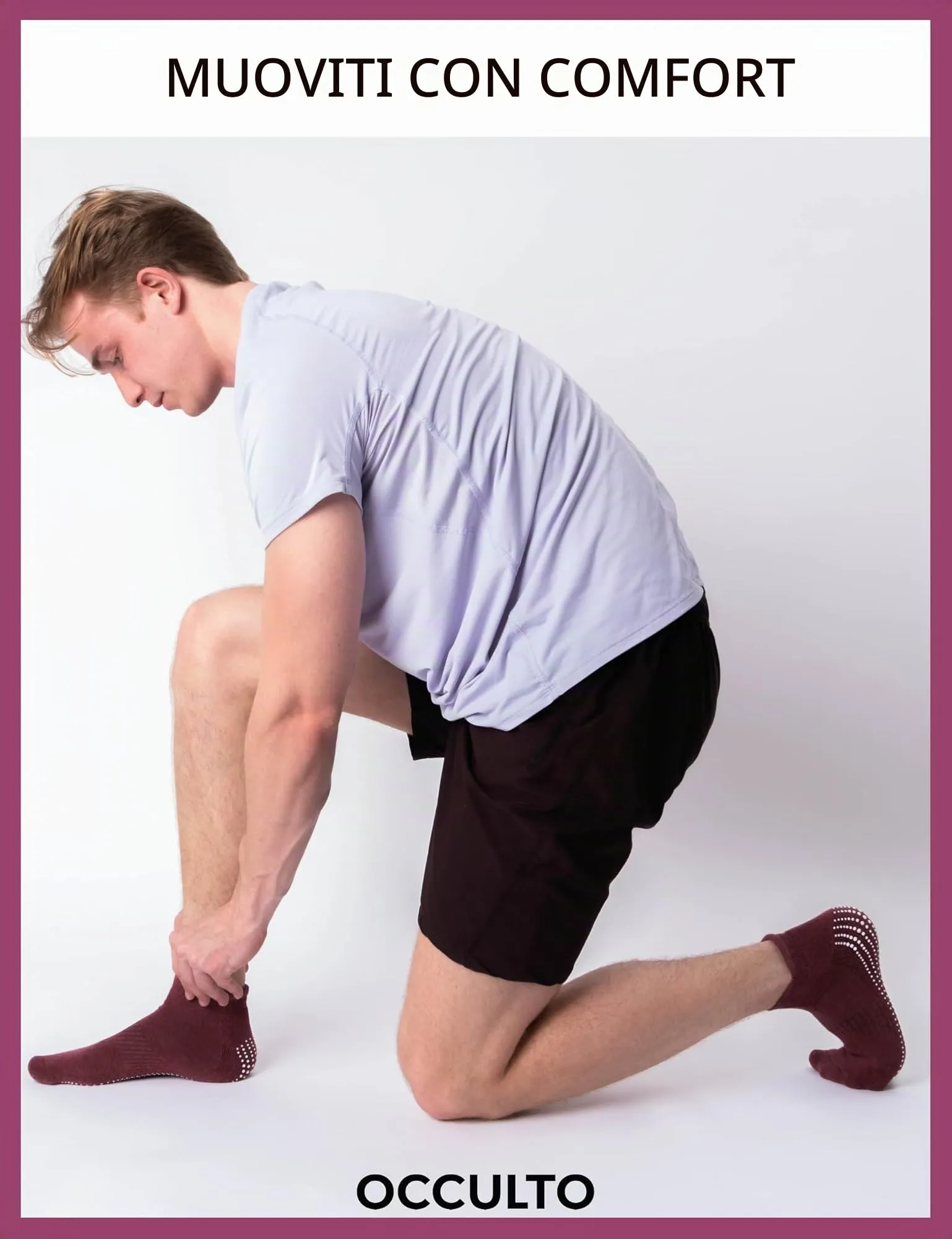 Occulto Calzini Antiscivolo per Yoga, Pilates e Fitness, 4 Paia, Nero-Grigio-Rosa-Rosso, 35-38 - immagine 6