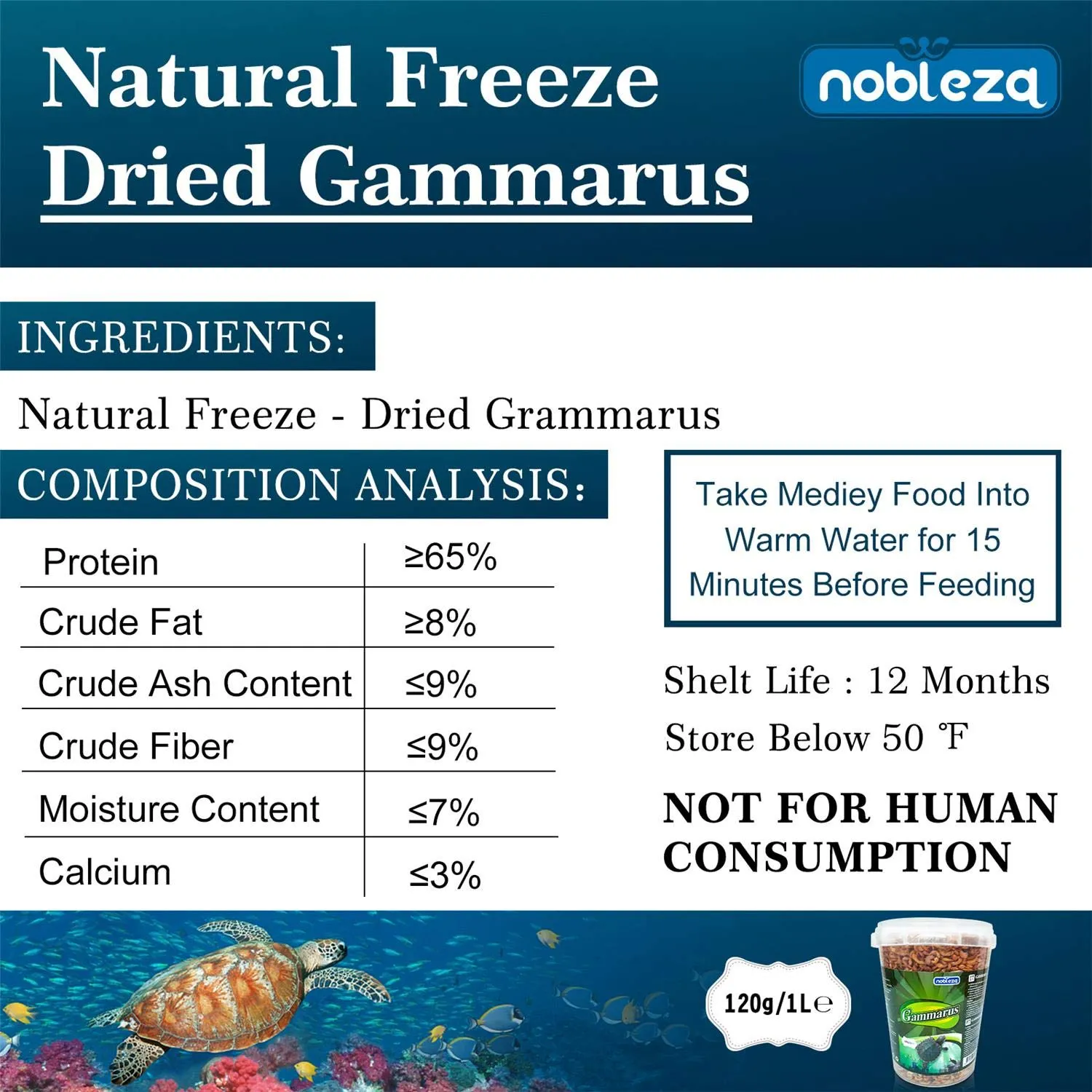 Nobleza Cibo per Tartarughe a Base di Gamberi di Fiume Naturali, 120g - immagine 2