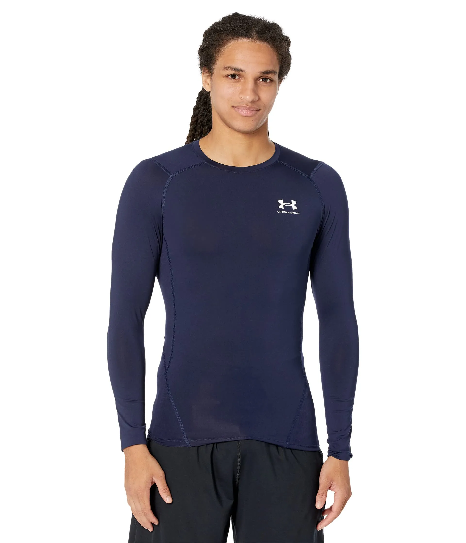 Under Armour UA HG Armour Comp LS Long Sleeve T-Shirt, Midnight Navy / White, 4XL Men - immagine 1