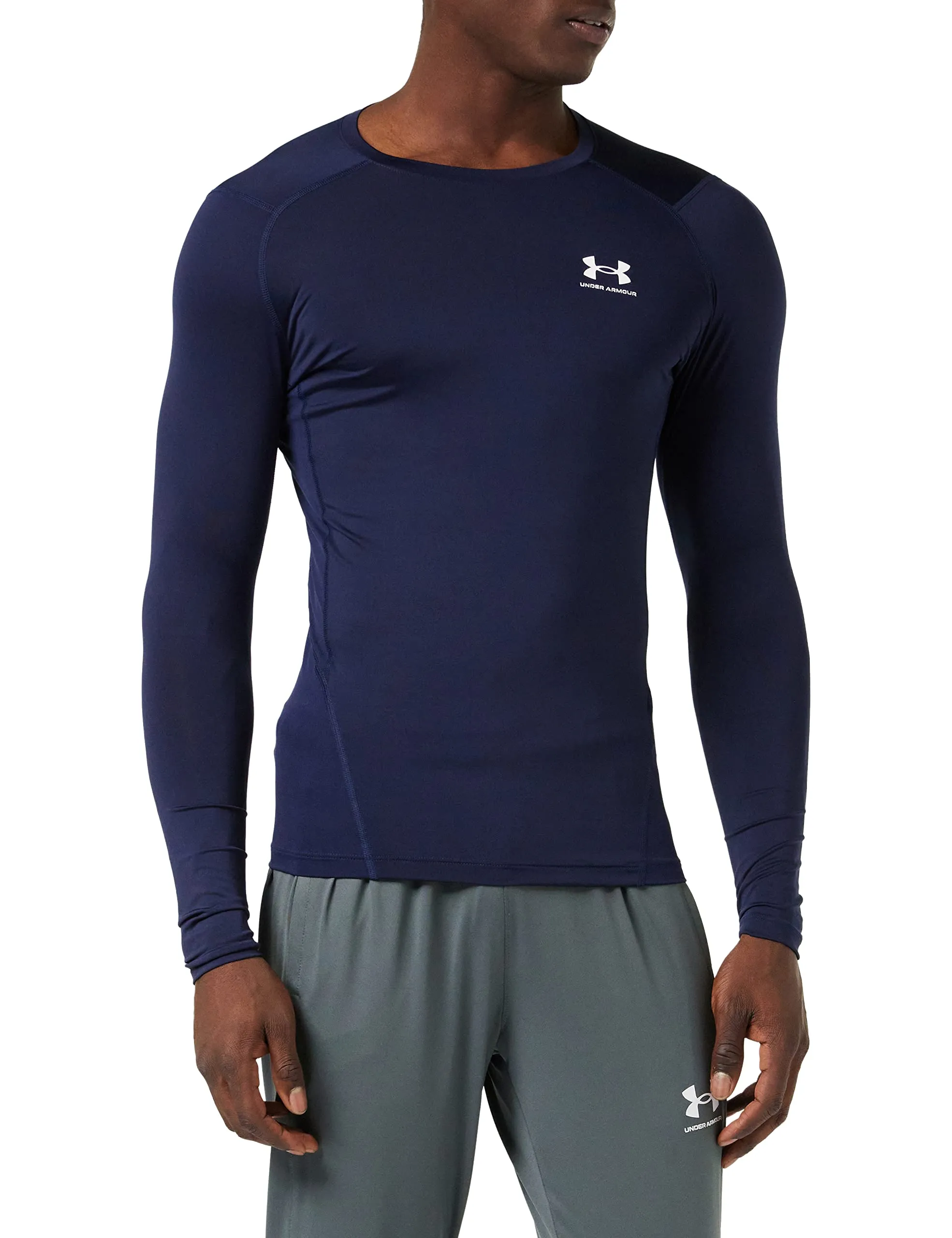 Under Armour UA HG Armour Comp LS Long Sleeve T-Shirt, Midnight Navy / White, 4XL Men - immagine 2