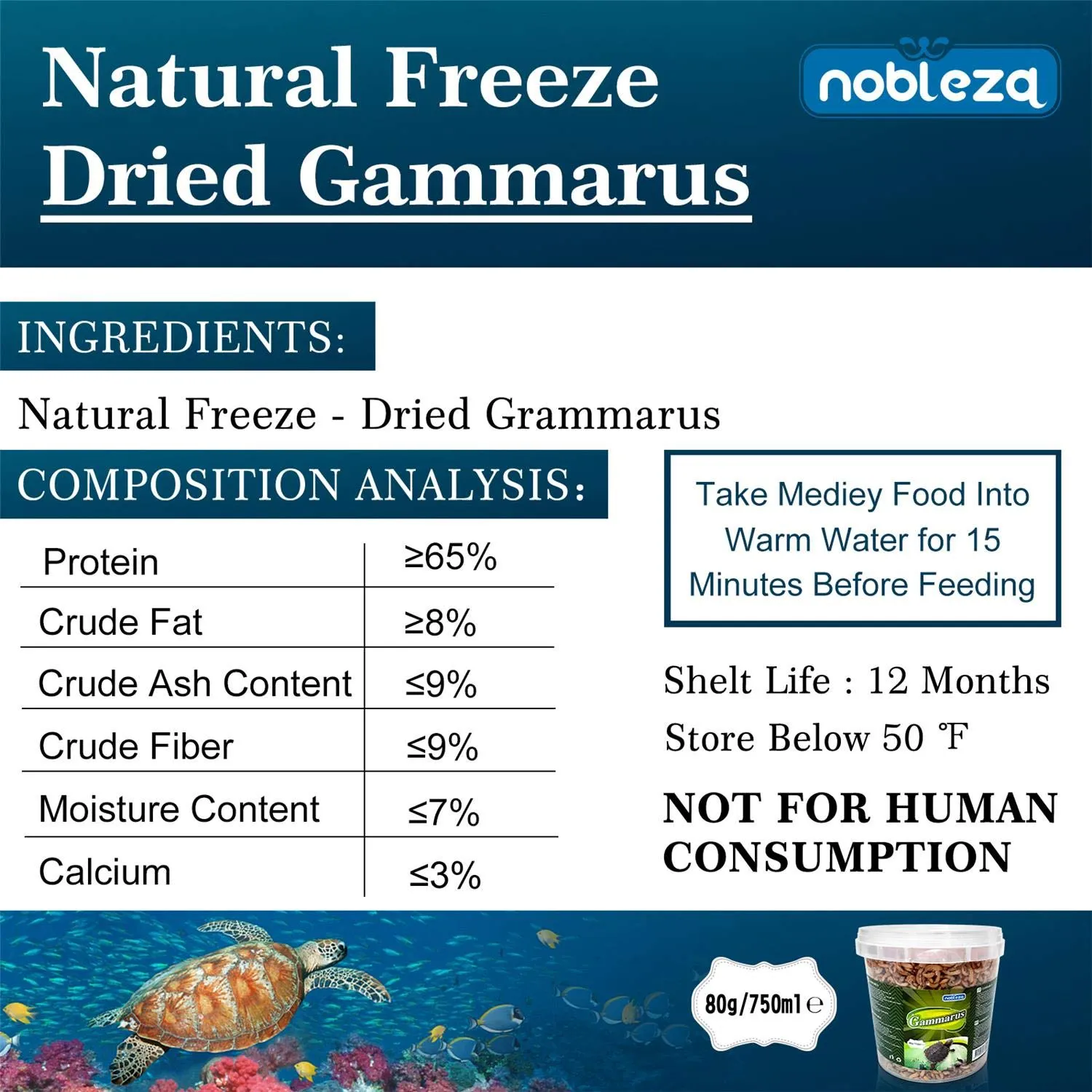 Nobleza Cibo per tartarughe a base di gamberi di fiume naturali, 80g - immagine 2