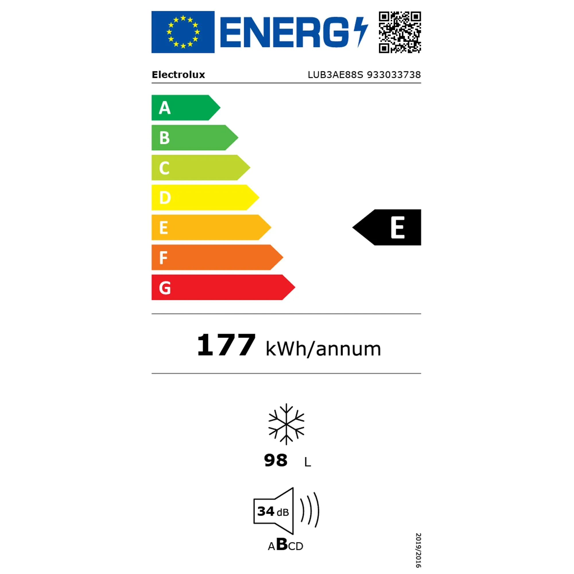 Electrolux LUB3AE88S Congelatore Incasso 98 L LowFrost 34 dB - immagine 7