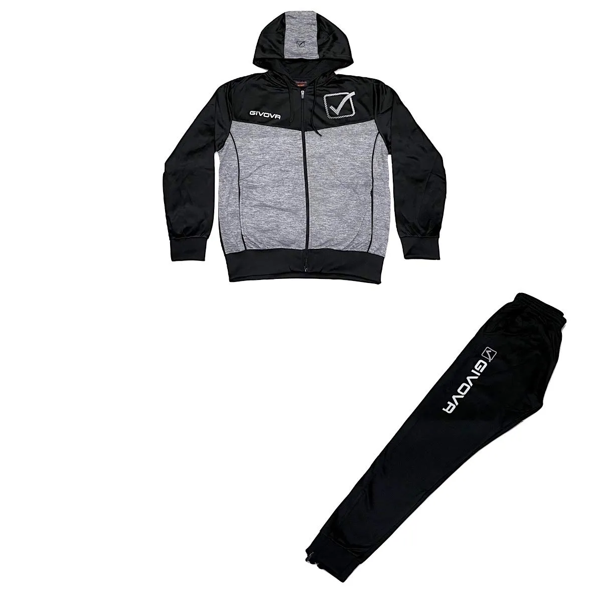 Givova TR018P-0443-XL Tuta Visa Melange con Cappuccio Polarfleece, Blu/Grigio Chiaro Melange, XL - immagine 2