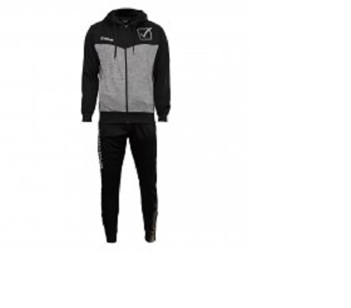 Givova Tuta Visa Melange con Cappuccio Polarfleece Nero/Grigio Scuro Melange, 3XL - immagine 1