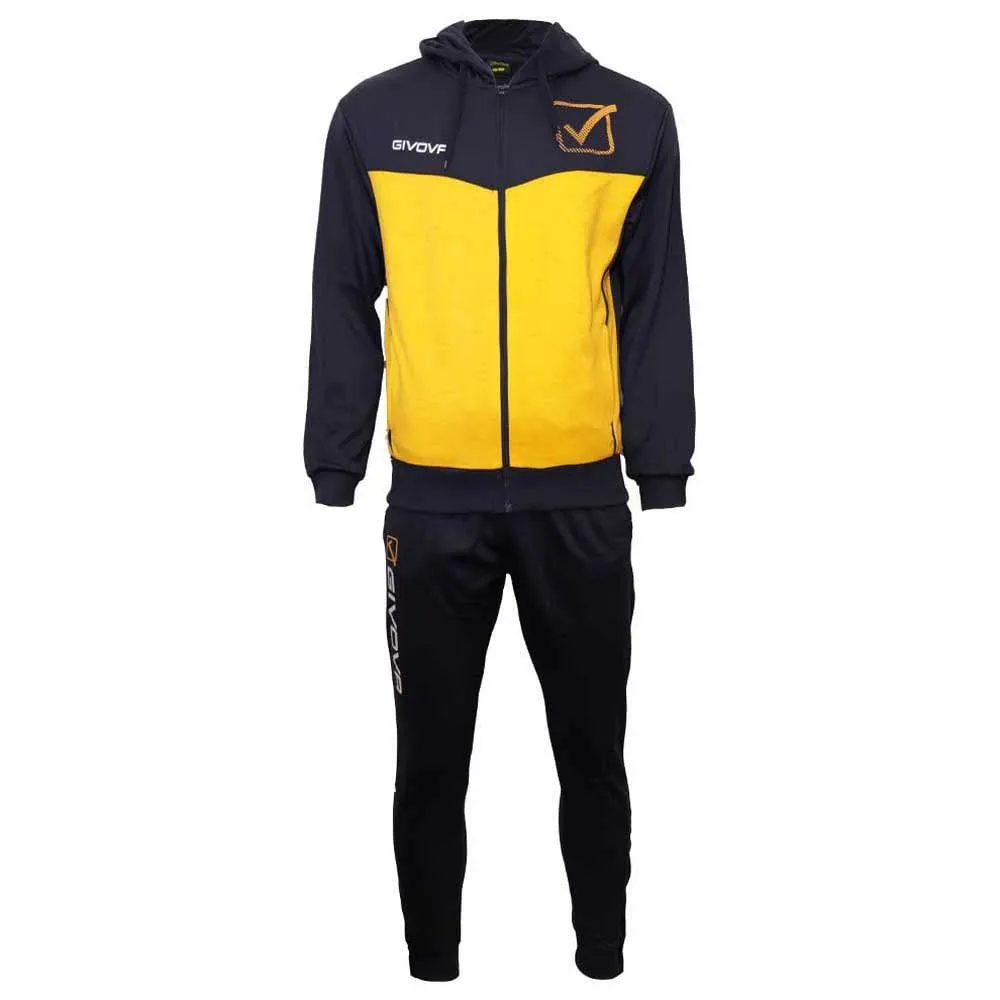Givova Tuta Visa Melange con Cappuccio Polar fleece Blu/Giallo Melange XL - immagine 1