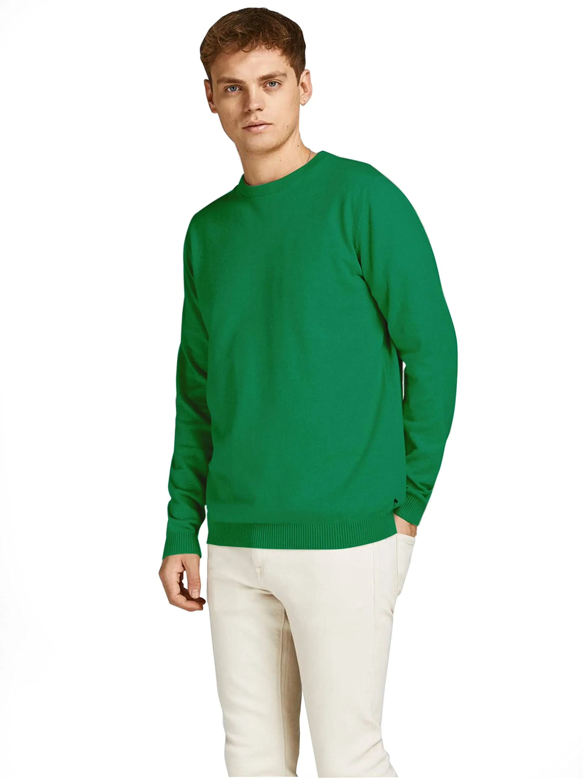 Jack & Jones Jjebasic Knit Crew Neck Noos Felpa, Verdant Green, S - immagine 2