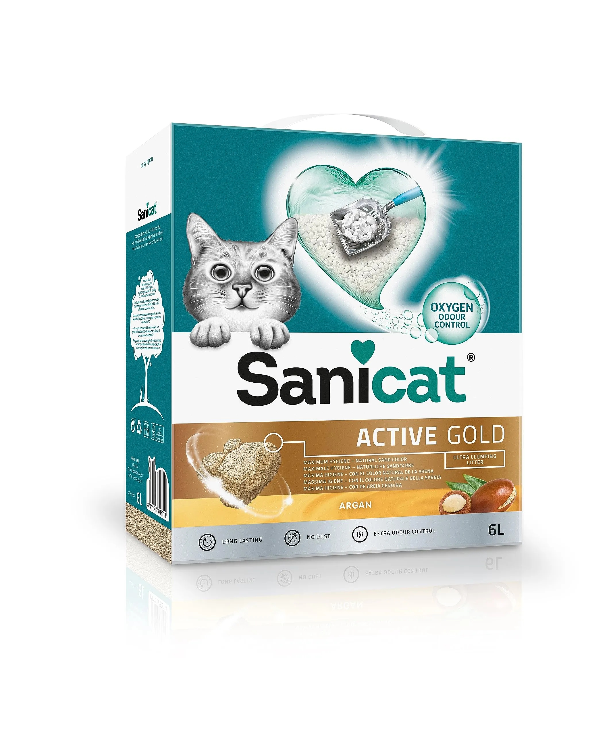 Sanicat Lettiera per gatti agglomerante Active Gold aroma all'argan, 6L - immagine 1