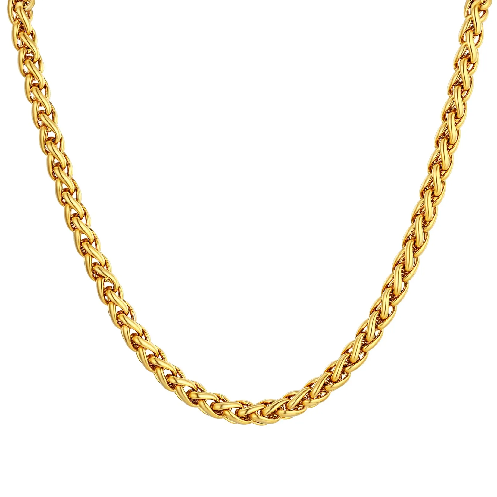 U7 Collana Uomo Catena Spiga in Acciaio Inossidabile Oro 6mm 51cm - immagine 1