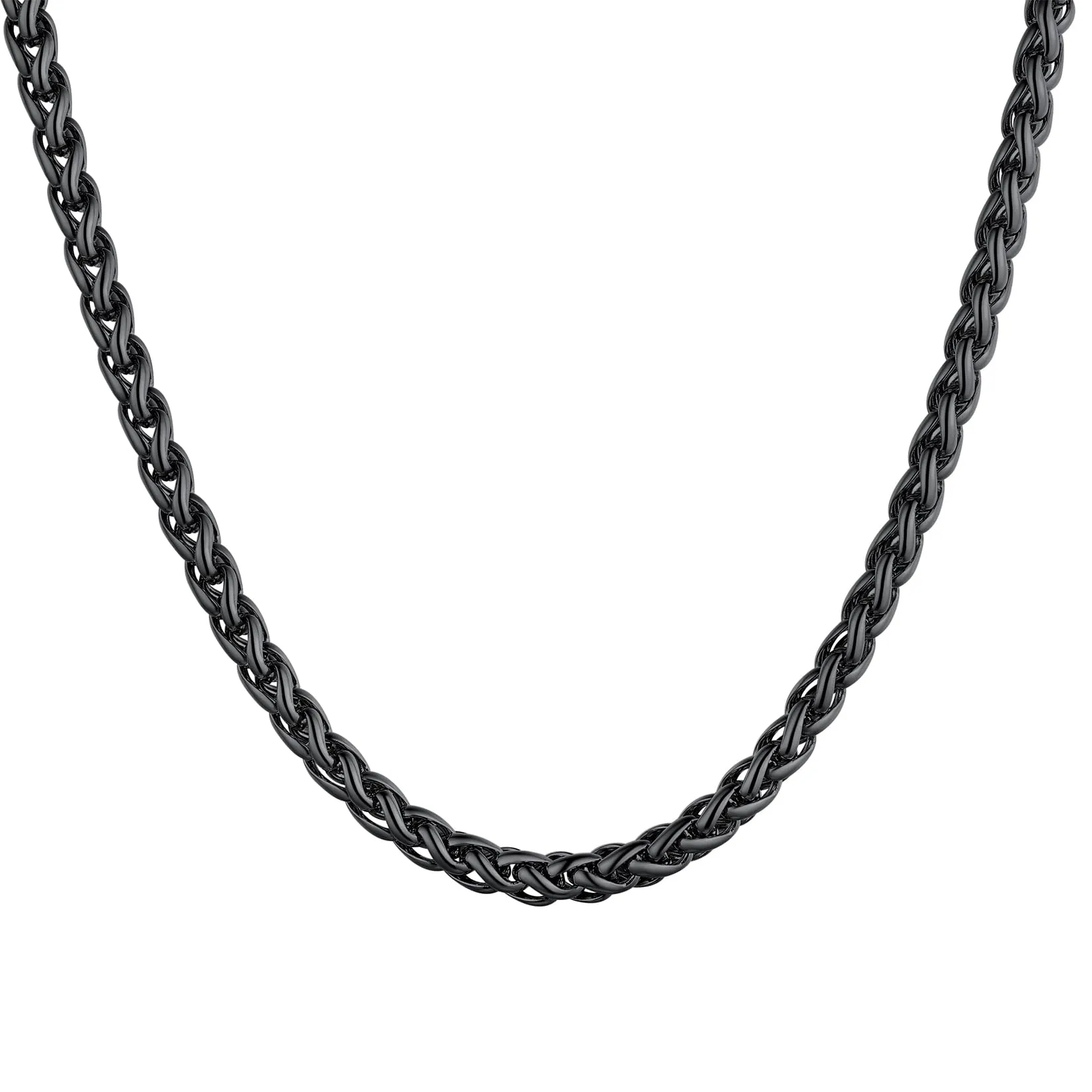 U7 Collana Uomo in Acciaio Inossidabile Nera, Catena Spiga 3mm, 61cm - immagine 1