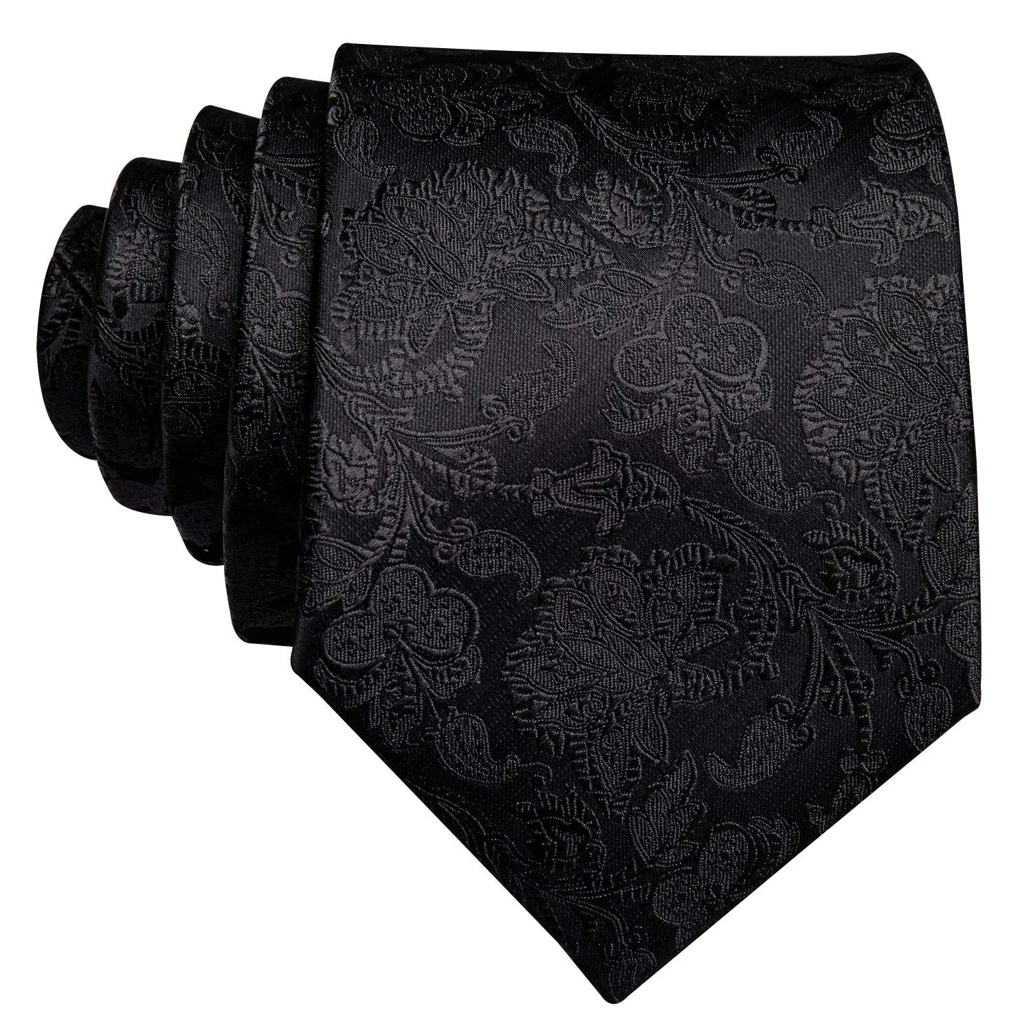 Barry.Wang Set Formale da Uomo 5 Pezzi con Cravatta, Fazzoletto e Gemelli - Nero XXL - immagine 3