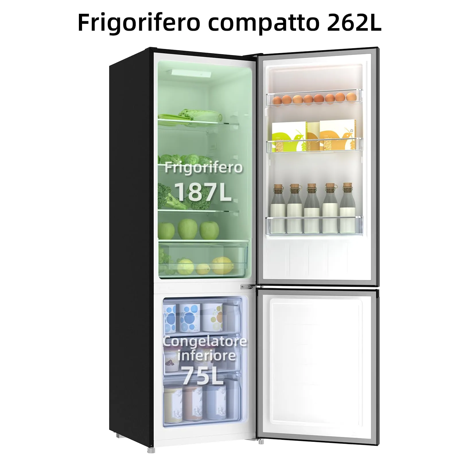CHiQ 260L Frigorifero Combinato Low-Frost Inox Scuro (FBM260L) - immagine 2