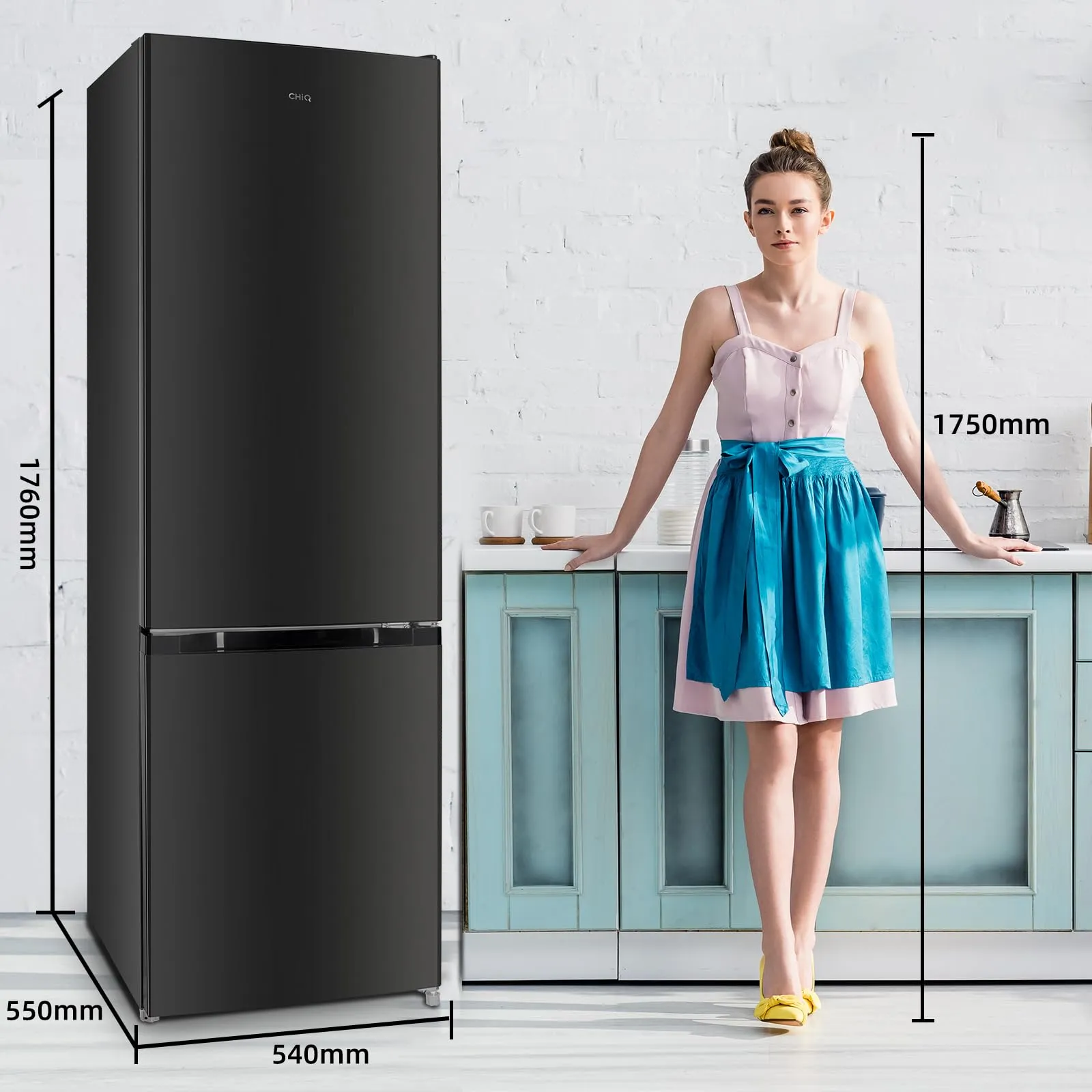 CHiQ 260L Frigorifero Combinato Low-Frost Inox Scuro (FBM260L) - immagine 3
