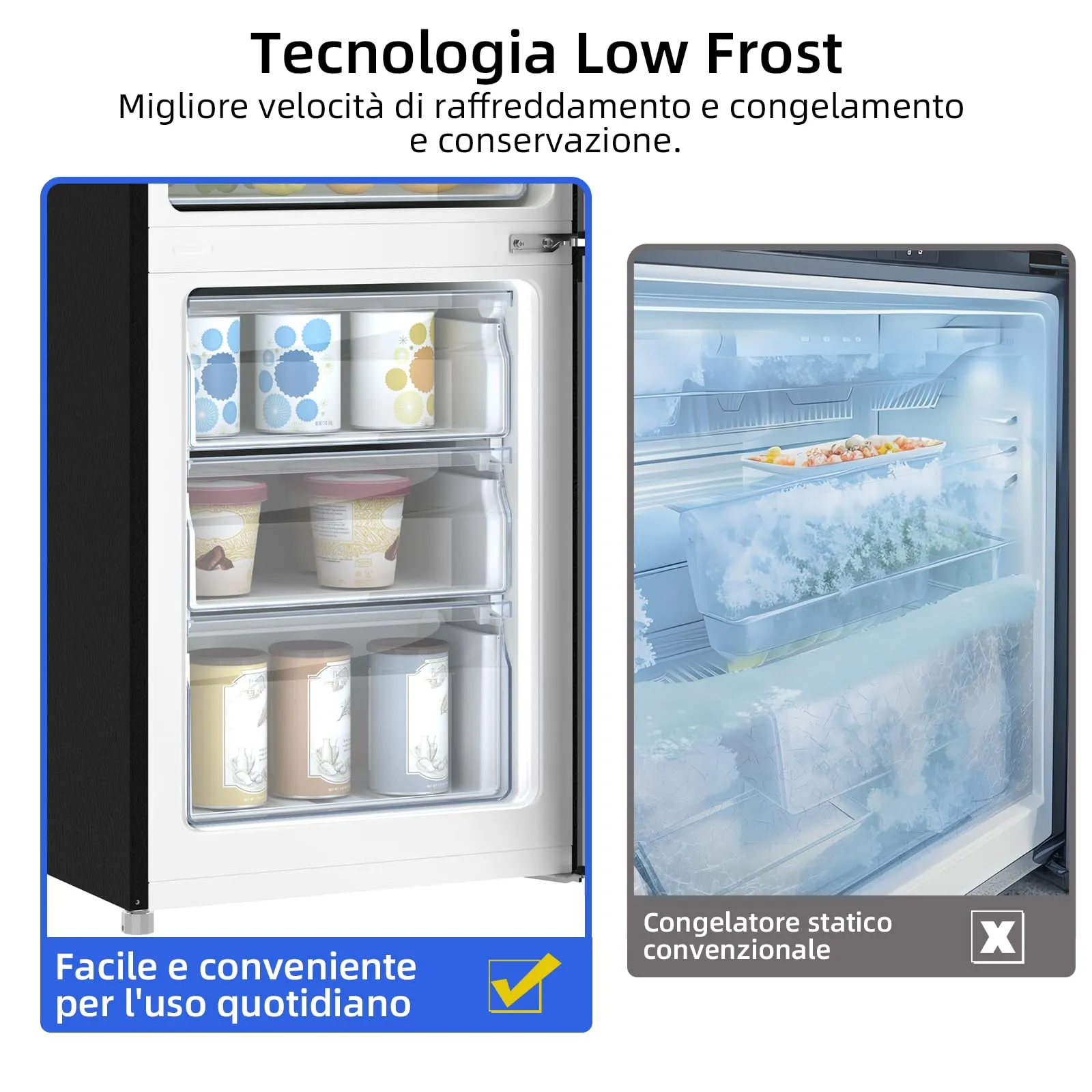 CHiQ 260L Frigorifero Combinato Low-Frost Inox Scuro (FBM260L) - immagine 5