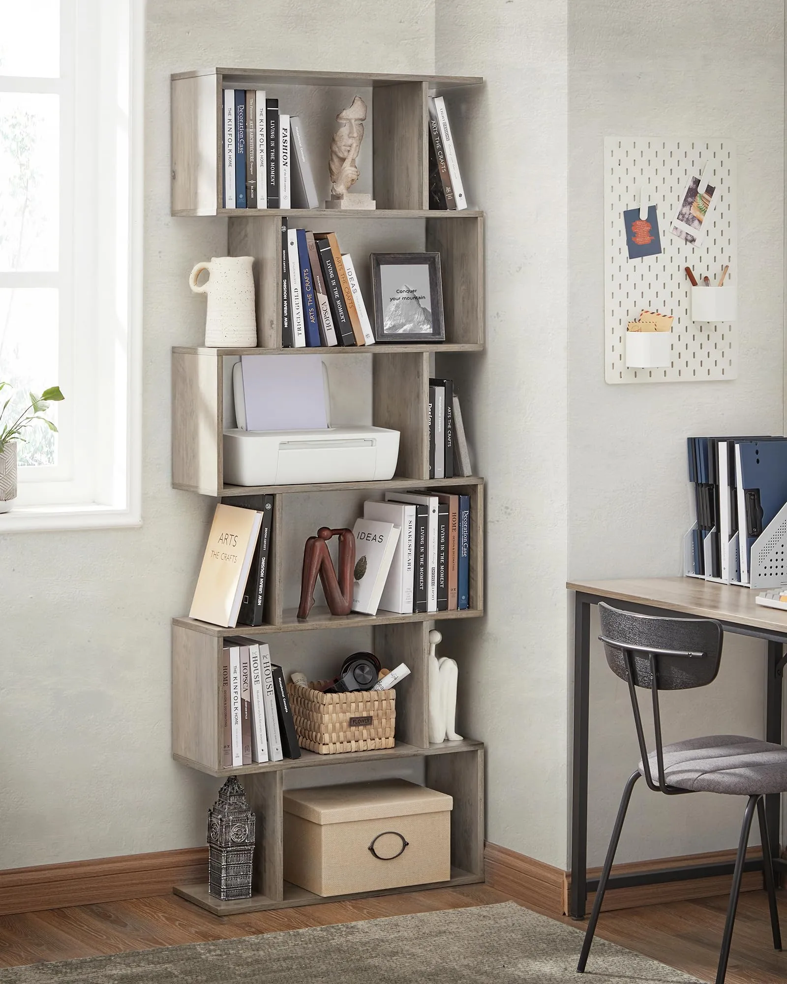 VASAGLE Scaffale a 6 Ripiani, Libreria, Greige Melange, 70 x 24 x 191.6 cm - immagine 4