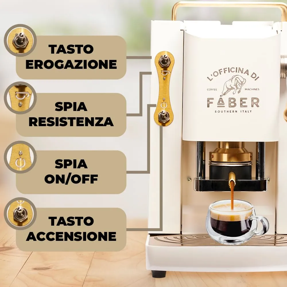 Faber Modello Pro Deluxe Macchina Caffè a Cialde ESE 44mm, Pure White - immagine 3