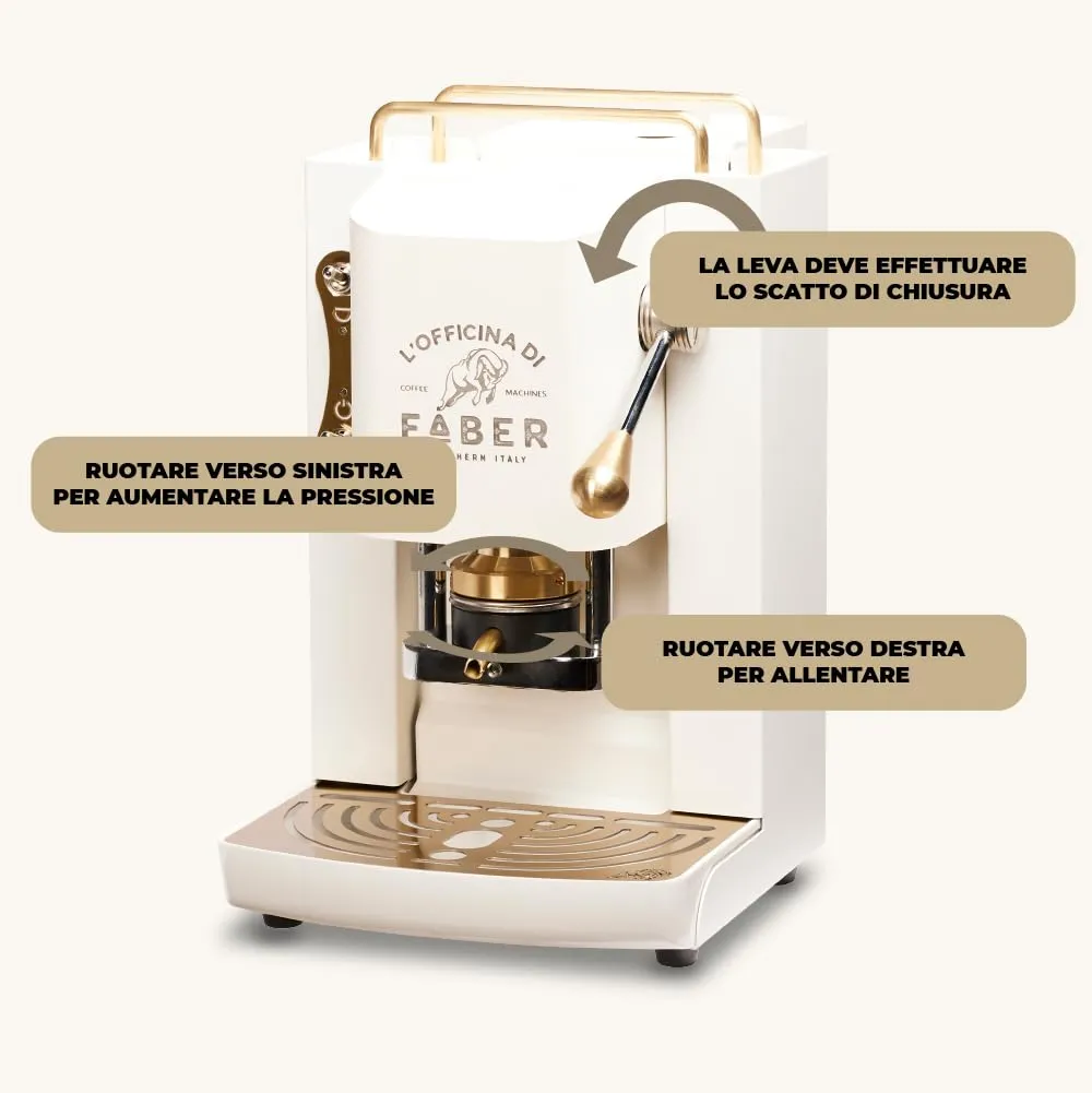 Faber Modello Pro Deluxe Macchina Caffè a Cialde ESE 44mm, Pure White - immagine 7