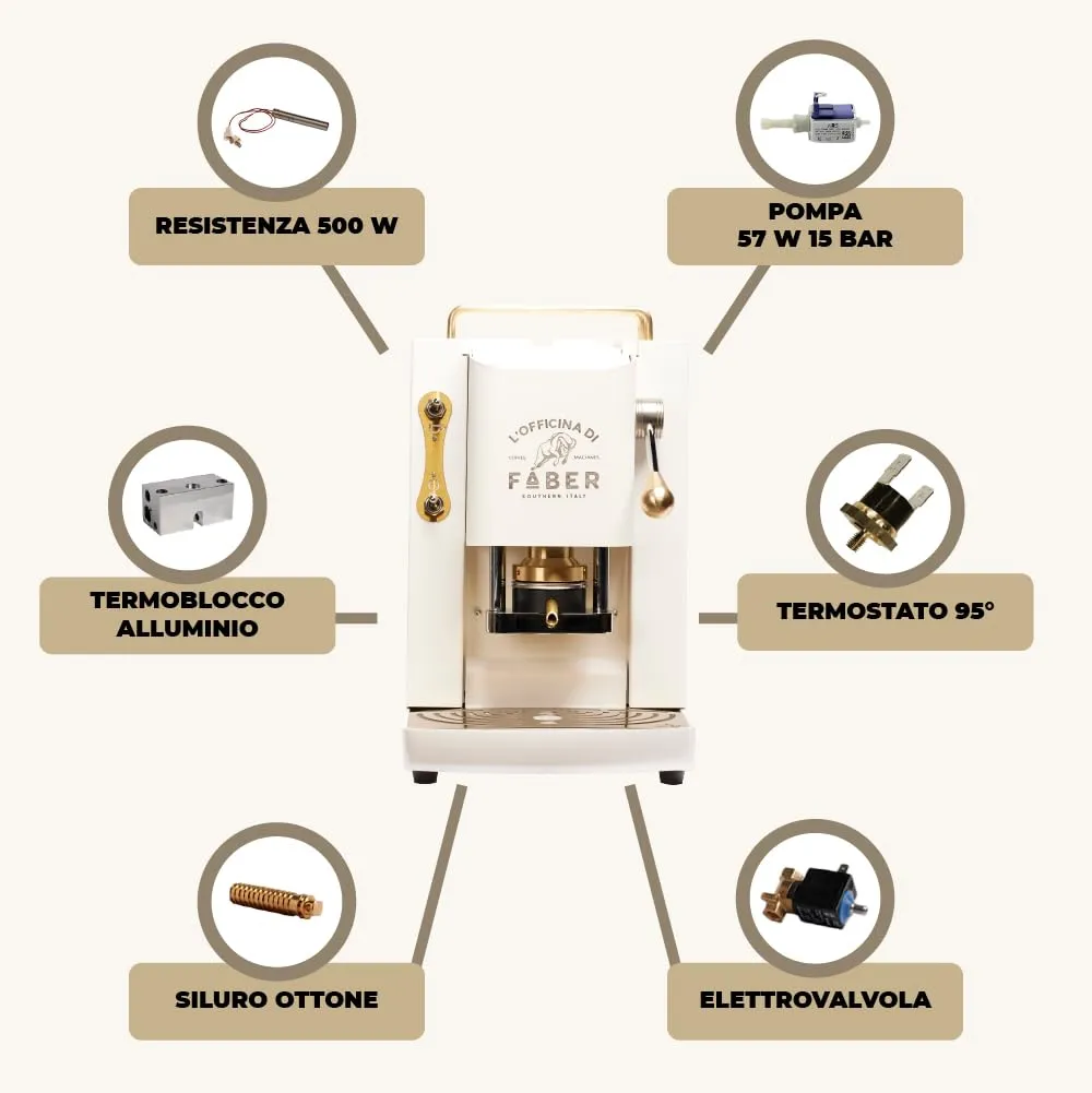 Faber Modello Pro Deluxe Macchina Caffè a Cialde ESE 44mm, Pure White - immagine 8